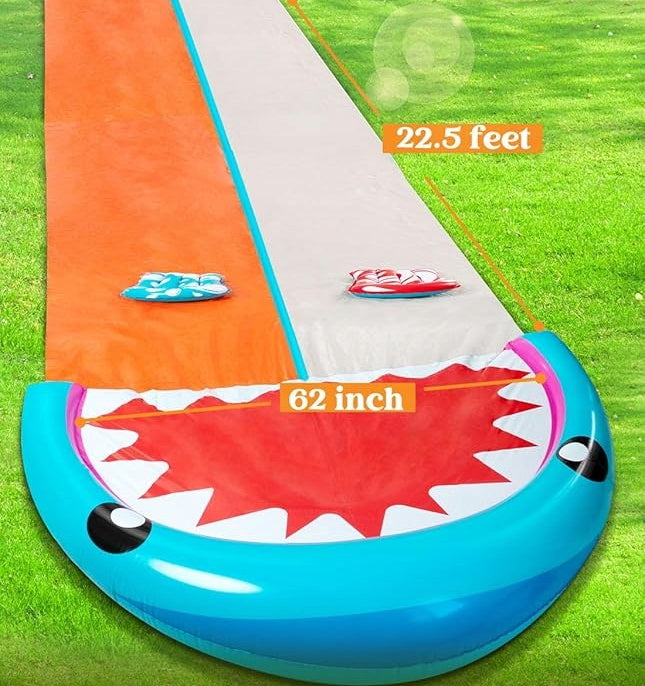 WATER SLIDE SHARK TWO TRACKS TWO BOARDS SPRINKLER FOR CHILDREN Kid's age 12＋ months
