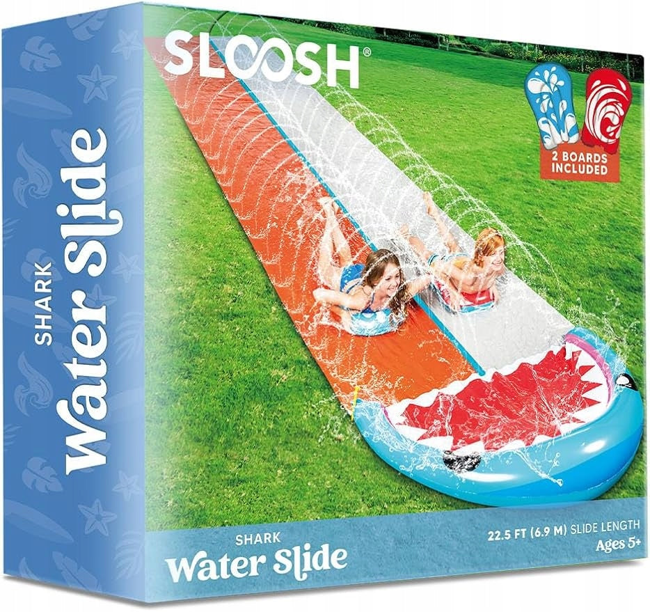 WATER SLIDE SHARK TWO TRACKS TWO BOARDS SPRINKLER FOR CHILDREN Manufacturer code ŚLIZG WODNY REKIN