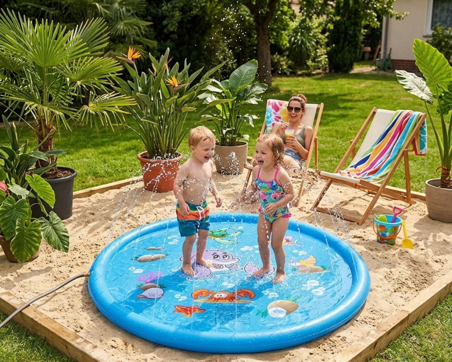WATER SPRINKLER MAT FOR KIDS FOUNTAIN POOL WATER CURTAIN XL Length 150 cm