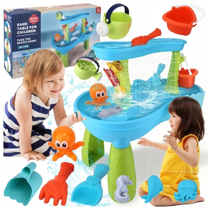 WATER TABLE OCTOPUS 2in1 SANDBOX TABLE XXL 18 ELEMENT. ACCESSORIES SET