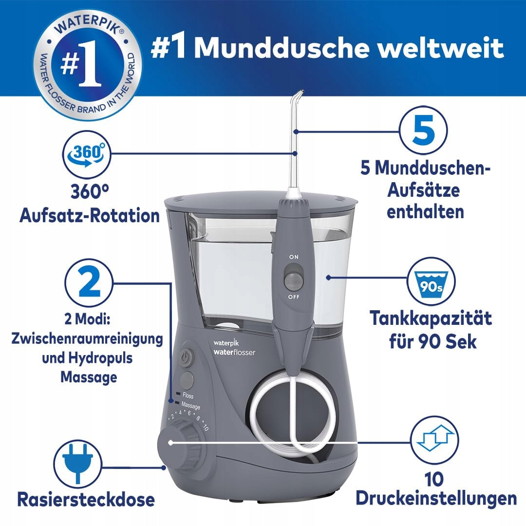 WATERPIK Ultra Professional Tooth Irrigator 7 Tips Grey WP-667EU