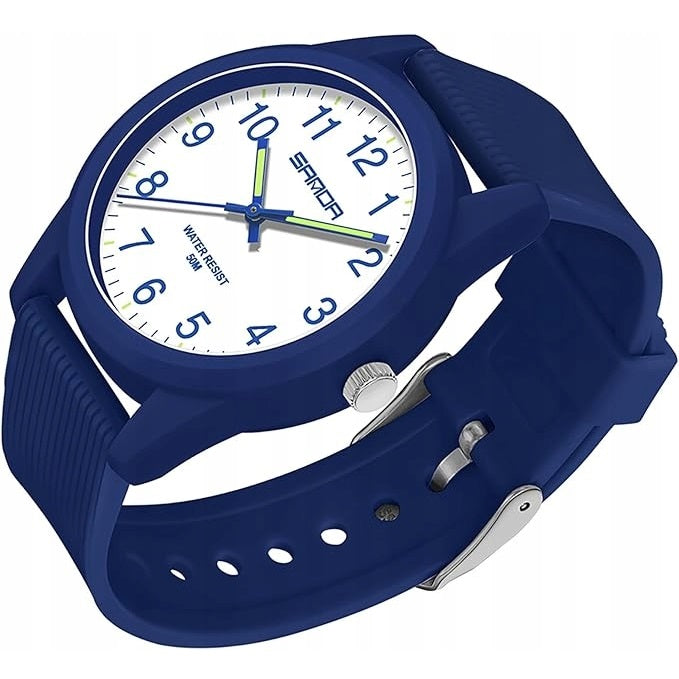 WATERPROOF ANALOG CHILDREN'S WATCH WITH QUARTZ MOVEMENT BLUE