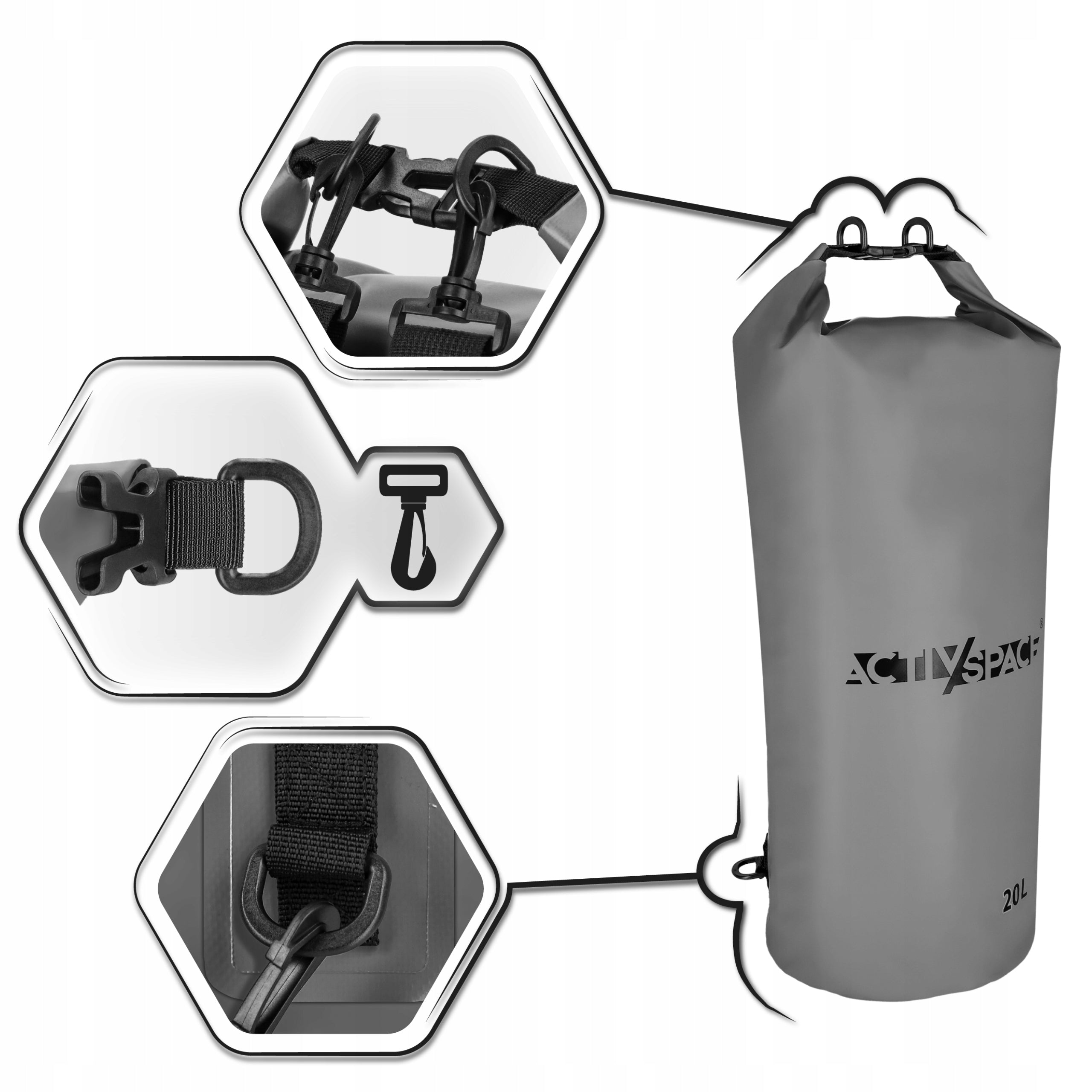 WATERPROOF BAG ADJUSTABLE STRAP HANDLE PROTECTION AGAINST GETTING WET 20L Model Worek wodoodporny plecak żeglarski duży dry bag 20