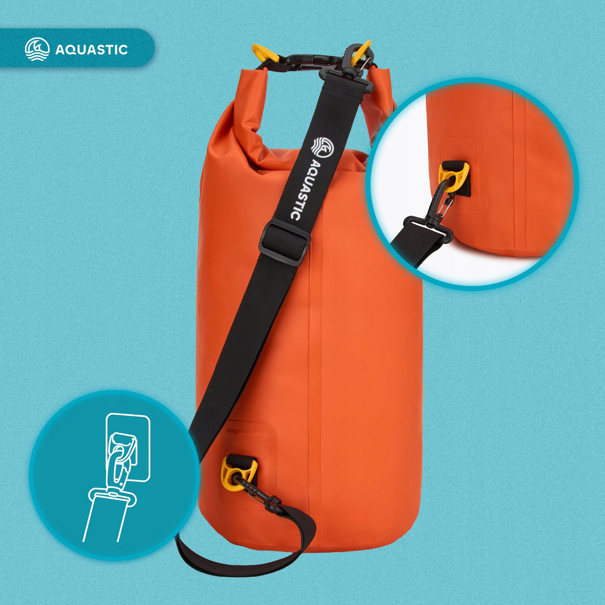 WATERPROOF BAG FOR KAYAK SUP WATERPROOF SAILING BAG AQUASTIC 13L Color orange