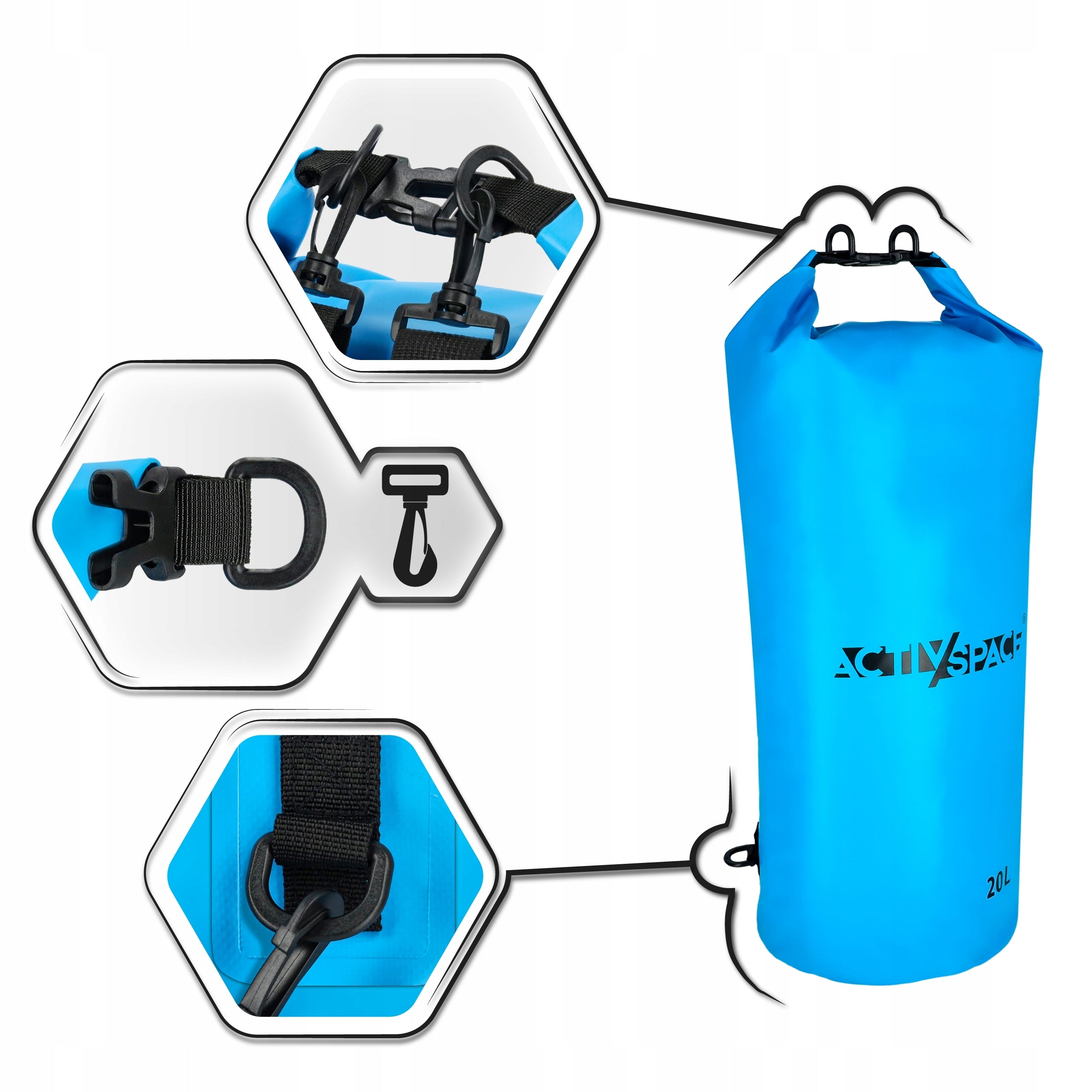 WATERPROOF BAG WATERPROOF SAILING MEDIUM 20L FOR KAYAK ROOMY BACK Capacity (liters) 10 - 20