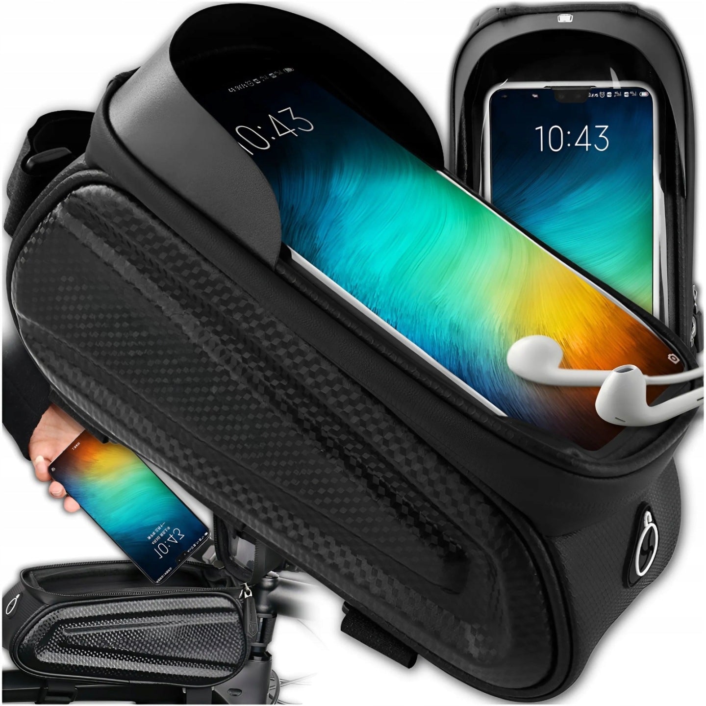 WATERPROOF BICYCLE BAG POUCH PHONE HOLDER LARGE ROOMY BLACK XXL
