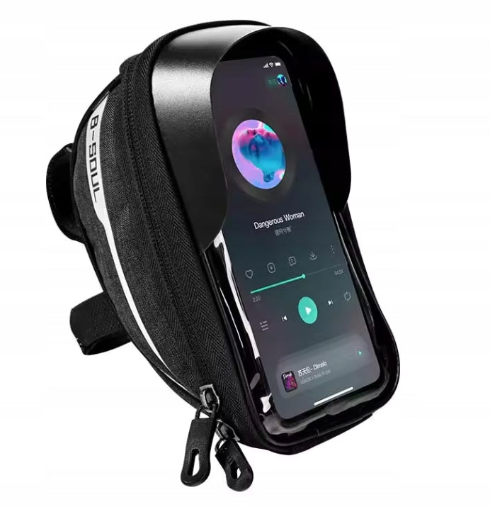 WATERPROOF BICYCLE BAG POUCH PHONE HOLDER SMARTPHONE HANDLEBAR FRAME Color black