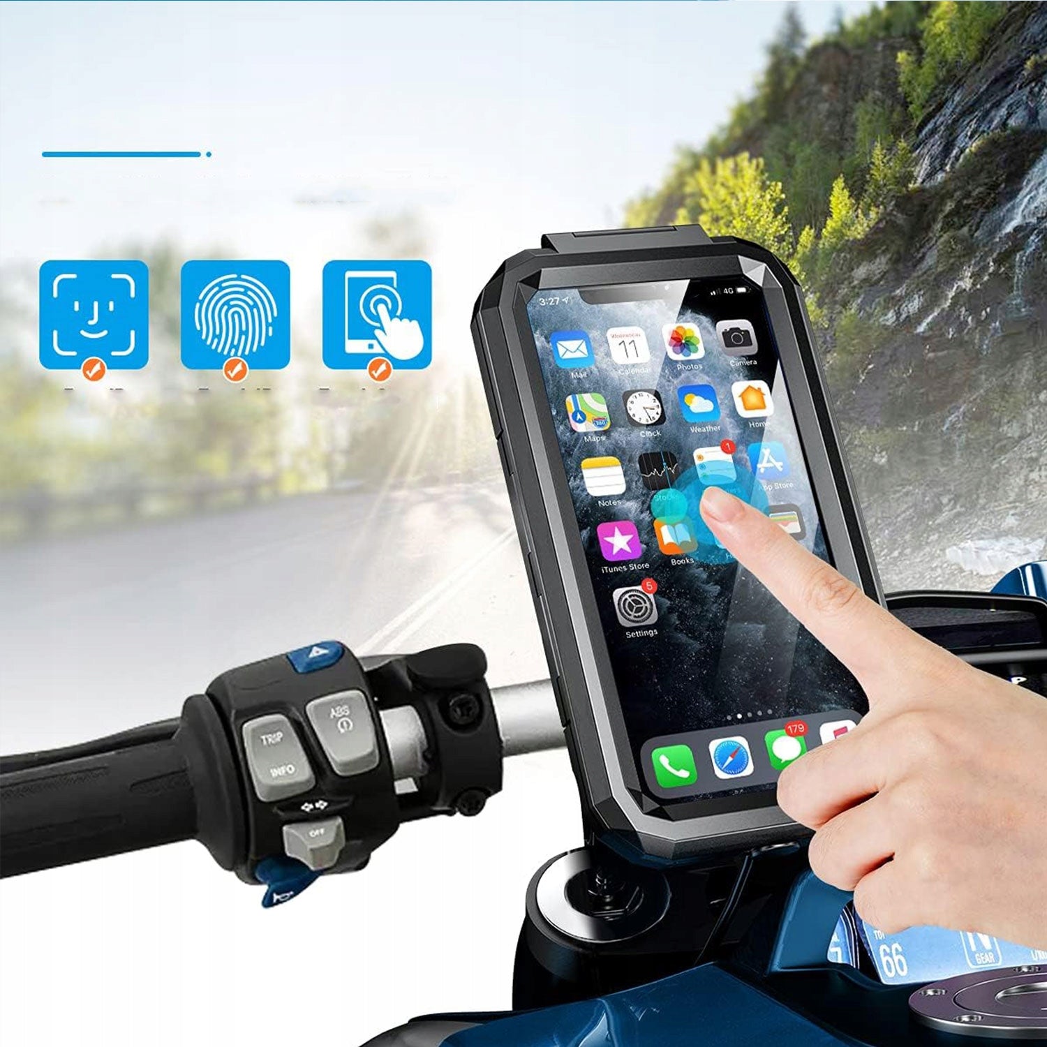 WATERPROOF BICYCLE PHONE HOLDER, SWIVEL HANDLEBAR MOUNT 360 Packaging status original