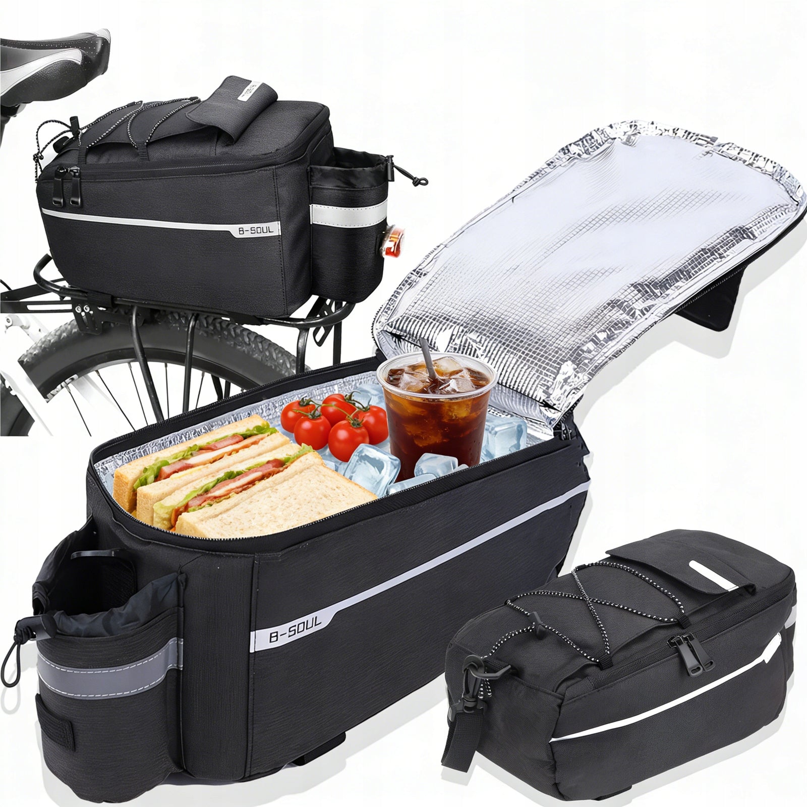 WATERPROOF BICYCLE POUCH FOR TRUNK ROOMY BAG WITH REFLECTORS 10L TRUNK