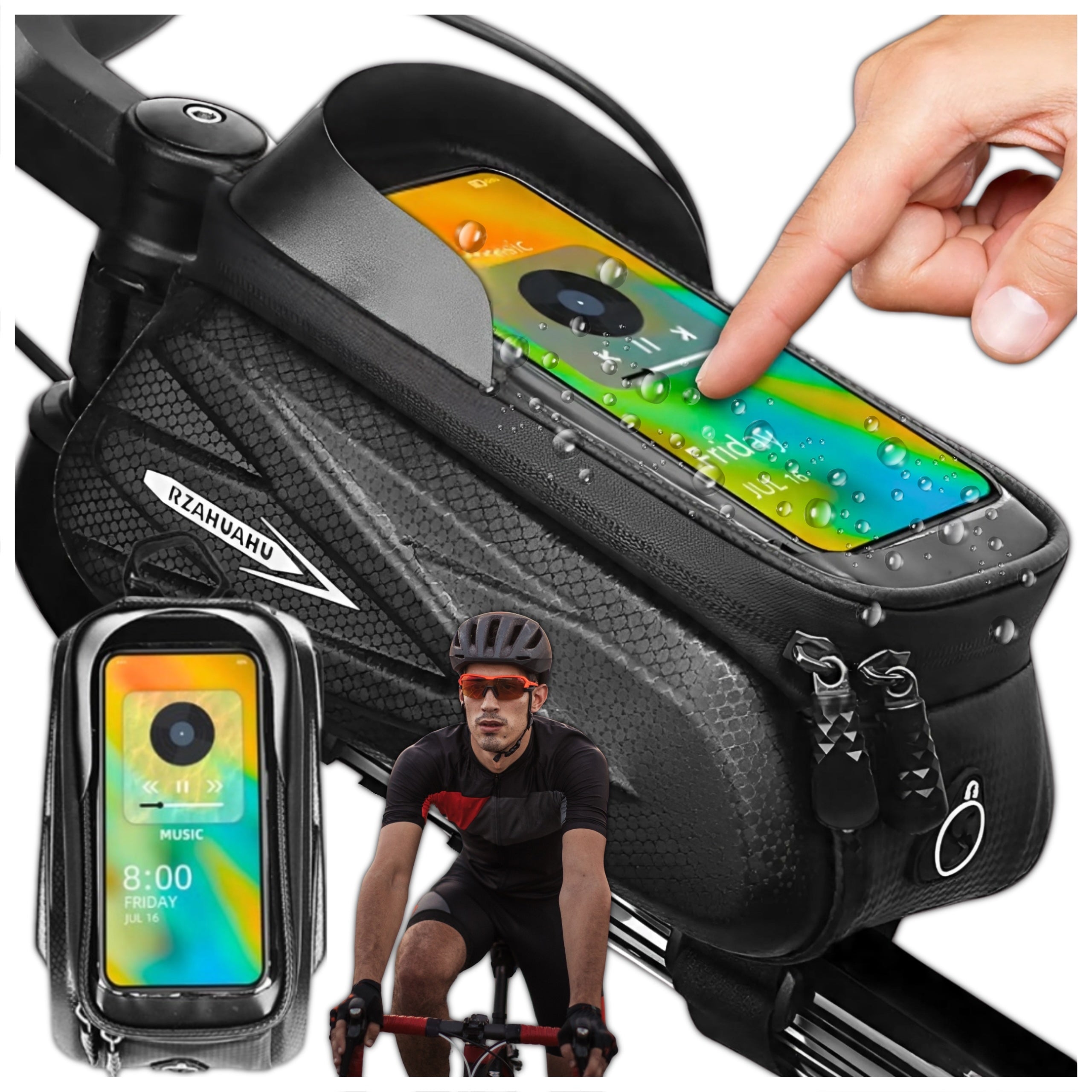 WATERPROOF BICYCLE POUCH FRAME BAG with PHONE CASE for MTB Bike