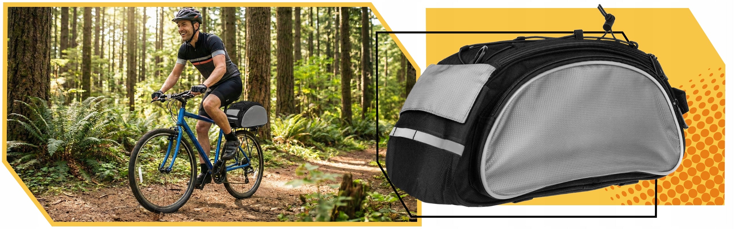 WATERPROOF BICYCLE POUCH TRUNK BAG ROOMY REAR TRUNK 13L + BELT Dominant material nylon