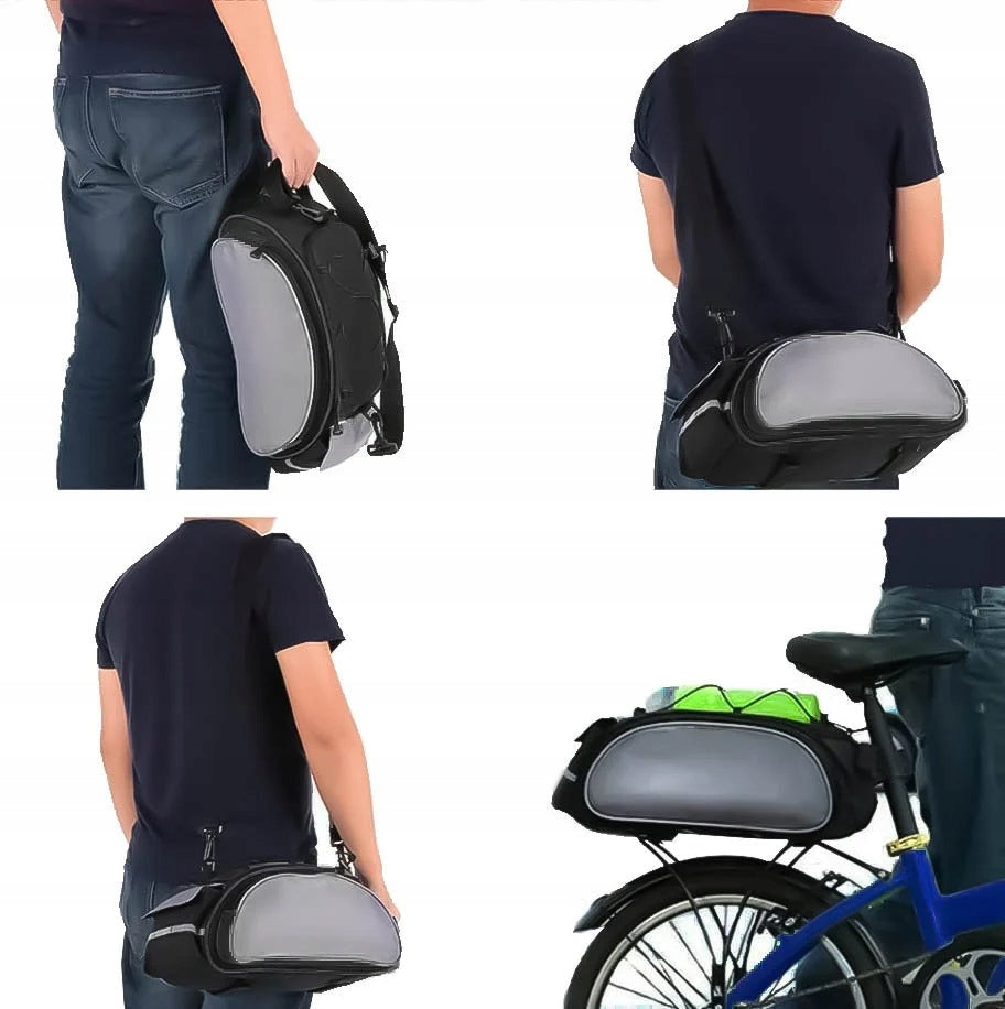WATERPROOF BICYCLE POUCH TRUNK BAG ROOMY REAR TRUNK 13L + BELT Manufacturer code KOSZYK DO ROWERU NA ROWER POJEMNY PLECAK