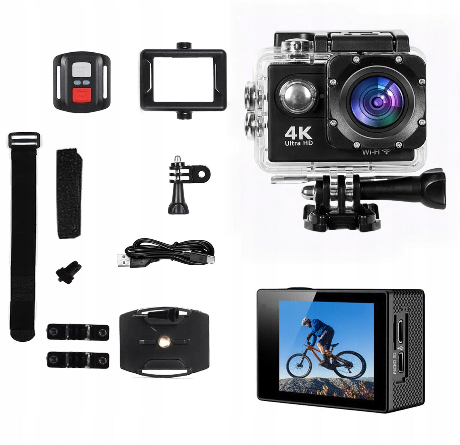 WATERPROOF CAMERA 4K HD WIFI SPORTS BRACES HEADBAND ACCESSORIES SET