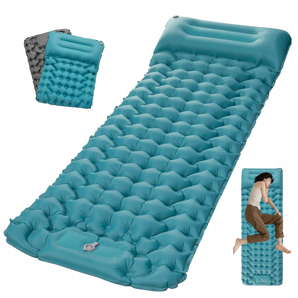 WATERPROOF CAMPING INFLATABLE SLEEPING MAT BUILT-IN FOR TRAVEL