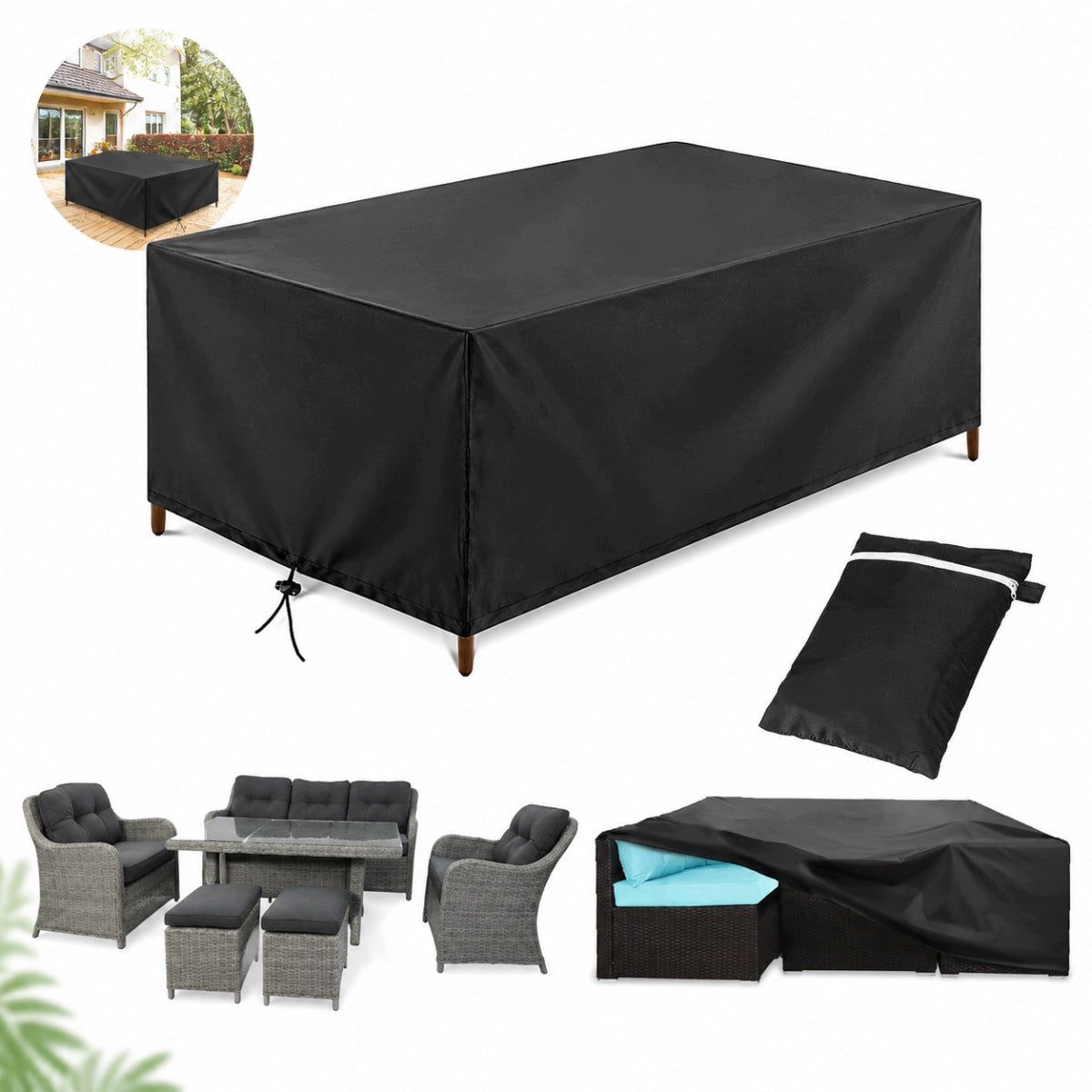 WATERPROOF COVER FOR GARDEN FURNITURE STRONG DURABLE LARGE 213X132X74 CM
