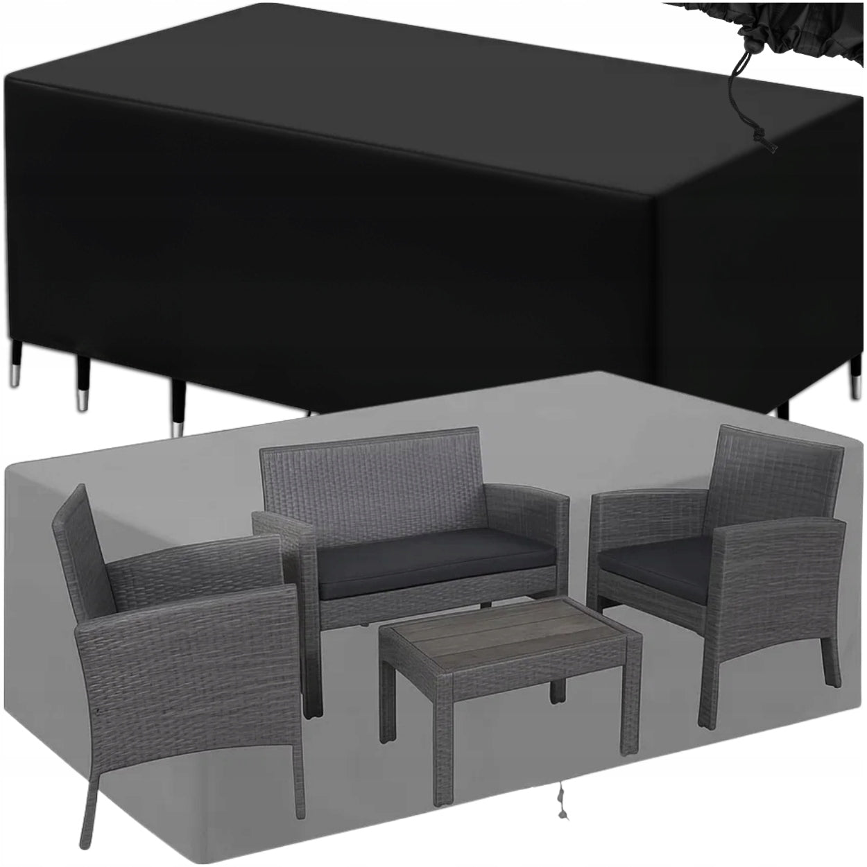 WATERPROOF COVER FOR GARDEN FURNITURE STRONG DURABLE LARGE 220X105X105CM Manufacturer code POKROWIEC OGRODOWY 220X105X105CM MEMFLOW