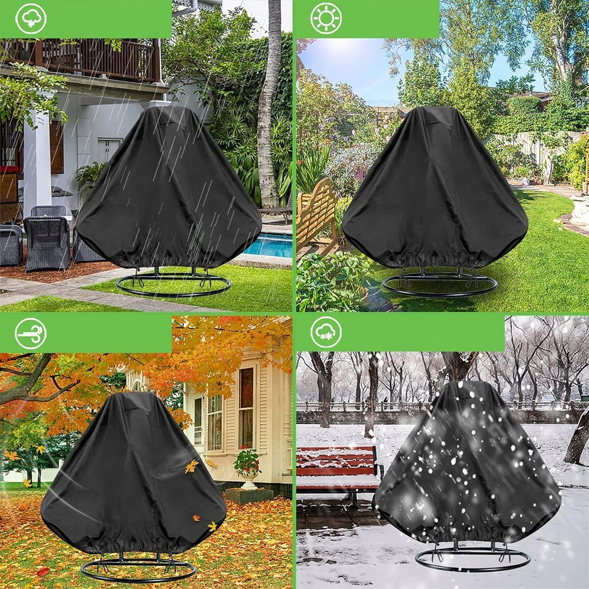 WATERPROOF COVER FOR HANGING CHAIR / COCOON / SWING 190 X 115 CM Length 190 cm