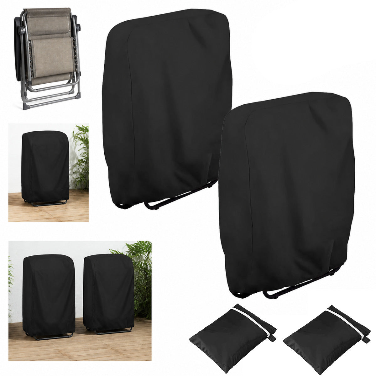WATERPROOF COVER FOR SUN LOUNGER FOLDING CHAIR 2PCS