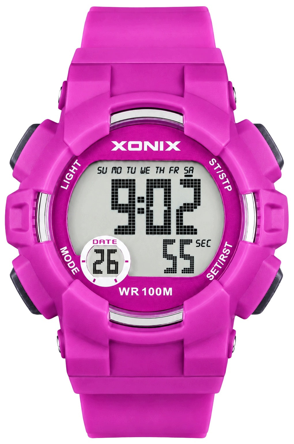 WATERPROOF DIGITAL WOMEN'S WATCH XONIX 10 ATM PINK WITH BACKLIGHT Packaging status original