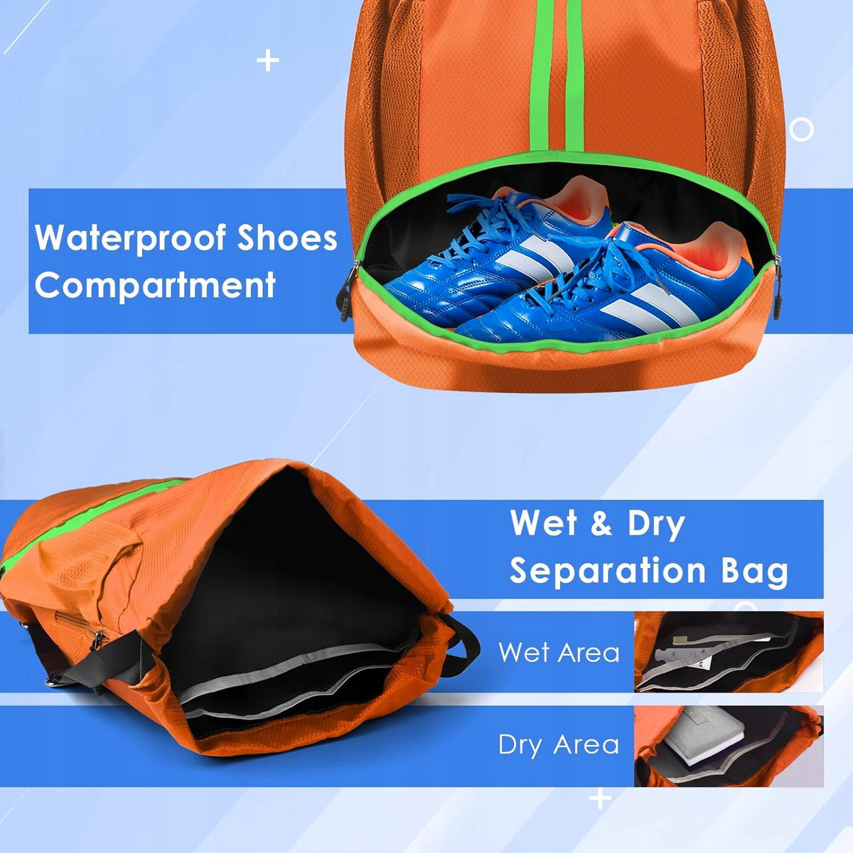 WATERPROOF FOOTBALL SPORTS BAG WITH ADJUSTABLE DRAWSTRING Brand Wisport