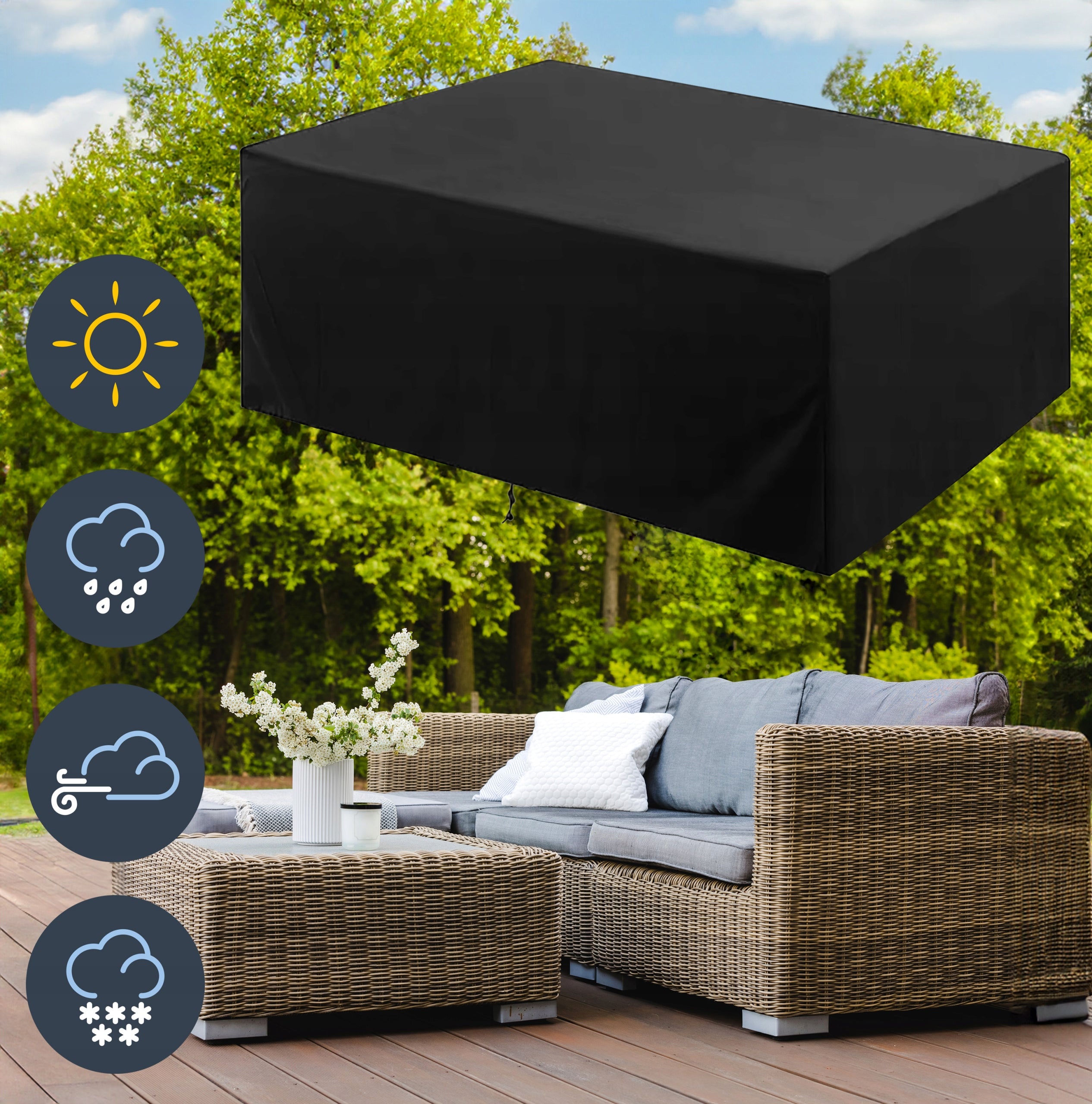 WATERPROOF GARDEN FURNITURE COVER 200x160x90 CM STRONG DURABLE XXL Manufacturer code Pokrowiec na meble ogrodowe wodoodporny 36140