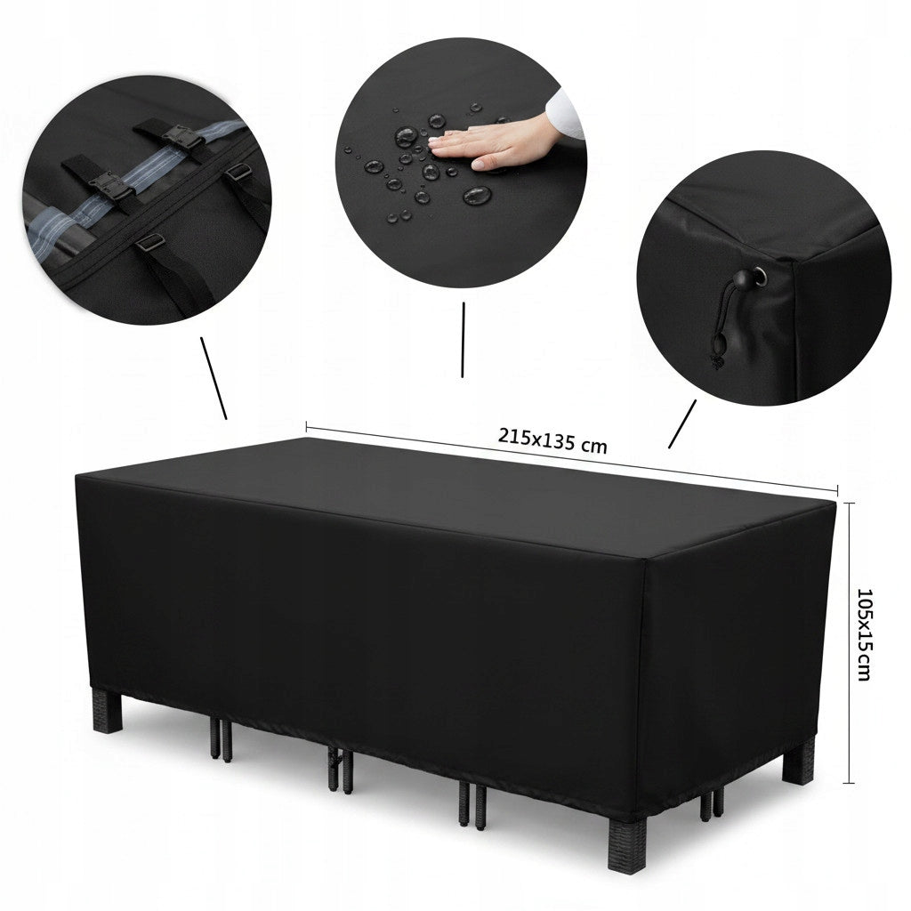 WATERPROOF GARDEN FURNITURE COVER 215x135x105 CM STRONG DURABLE XXL Product width 135 cm
