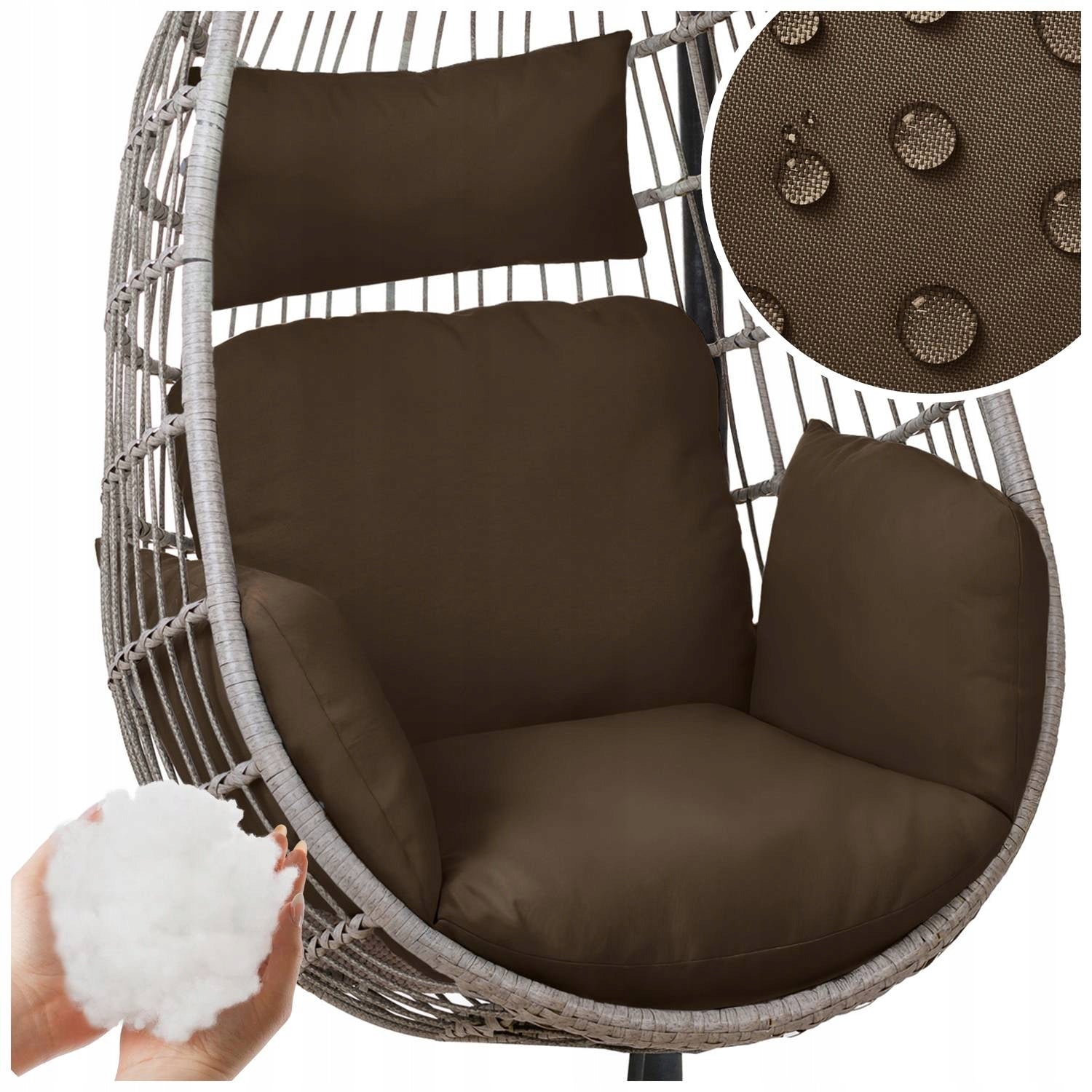 WATERPROOF GARDEN SWING CUSHION CHAIR COCOON HANGING + HEADREST