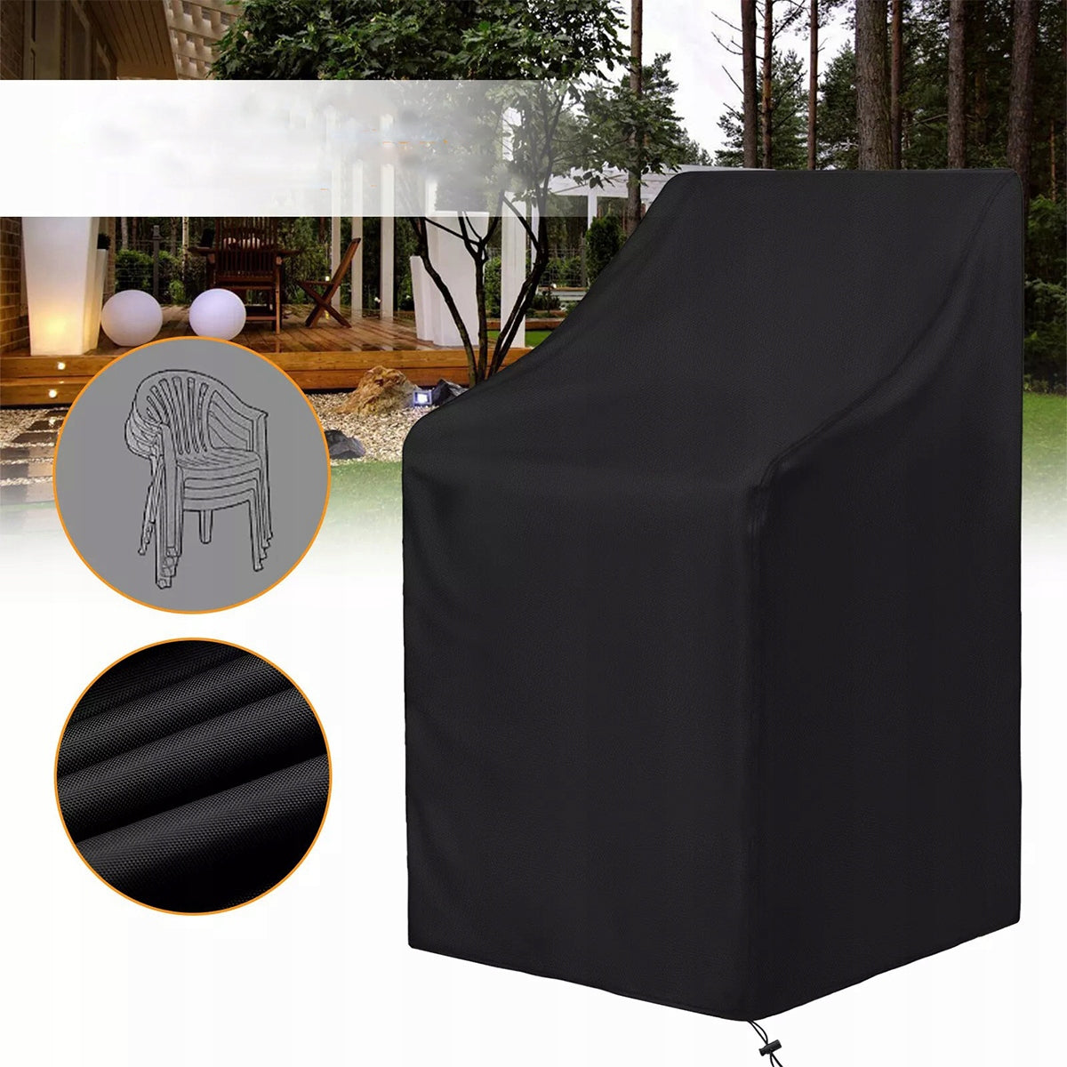WATERPROOF Garden Chair Cover BLACK Packaging status original