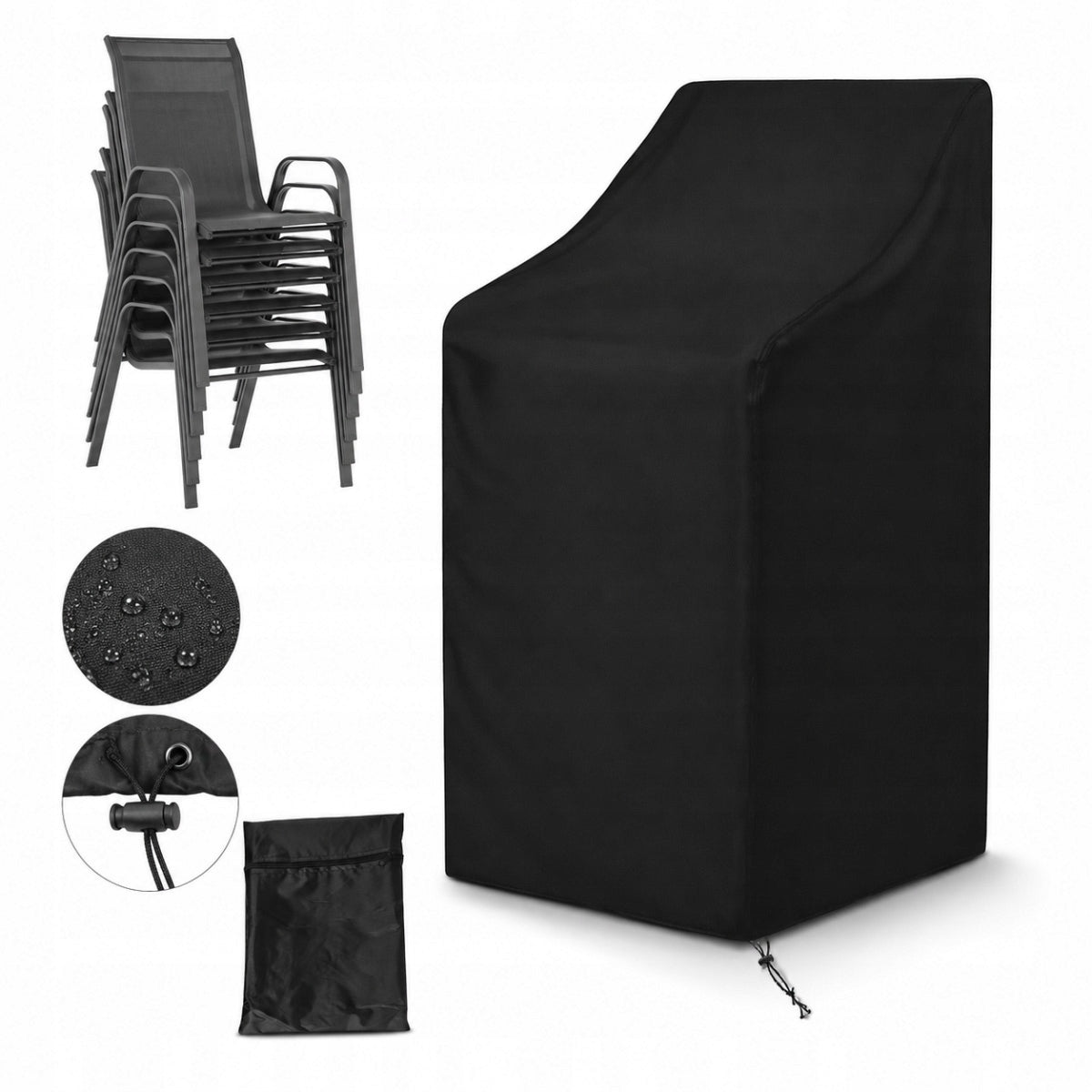 WATERPROOF Garden Chair Cover BLACK