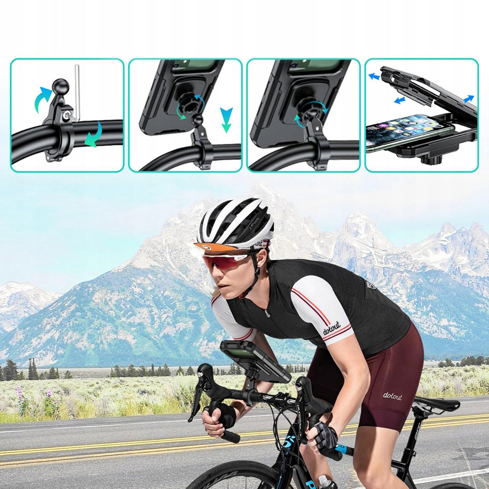 WATERPROOF MOTORCYCLE BIKE HOLDER FOR PHONE 360° Rotating Model vsaOODPORNY