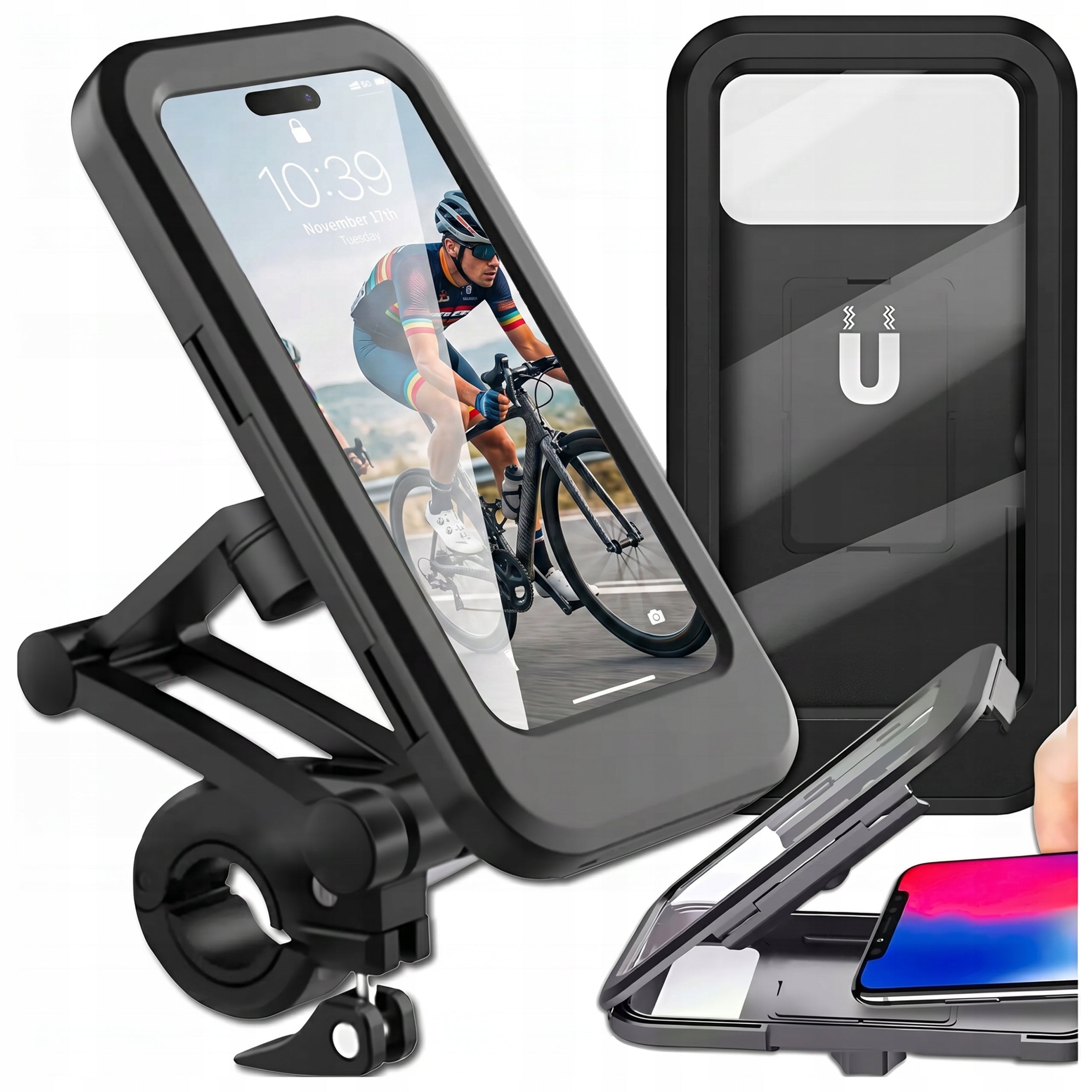 WATERPROOF MOTORCYCLE BIKE PHONE HOLDER ADJUSTABLE WITH MAGNET