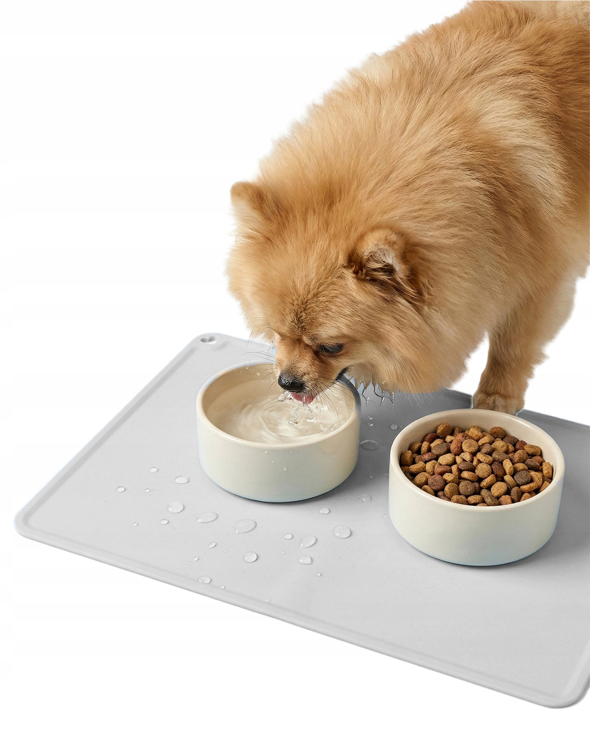 WATERPROOF NON-SLIP BOWL MAT Cat Dog Pad Silicone Trade name Szara Silikonowa Mata pod Miski z Karmą Wodą Psów Kotów Podkładka z Serduszkiem dla Zwierząt