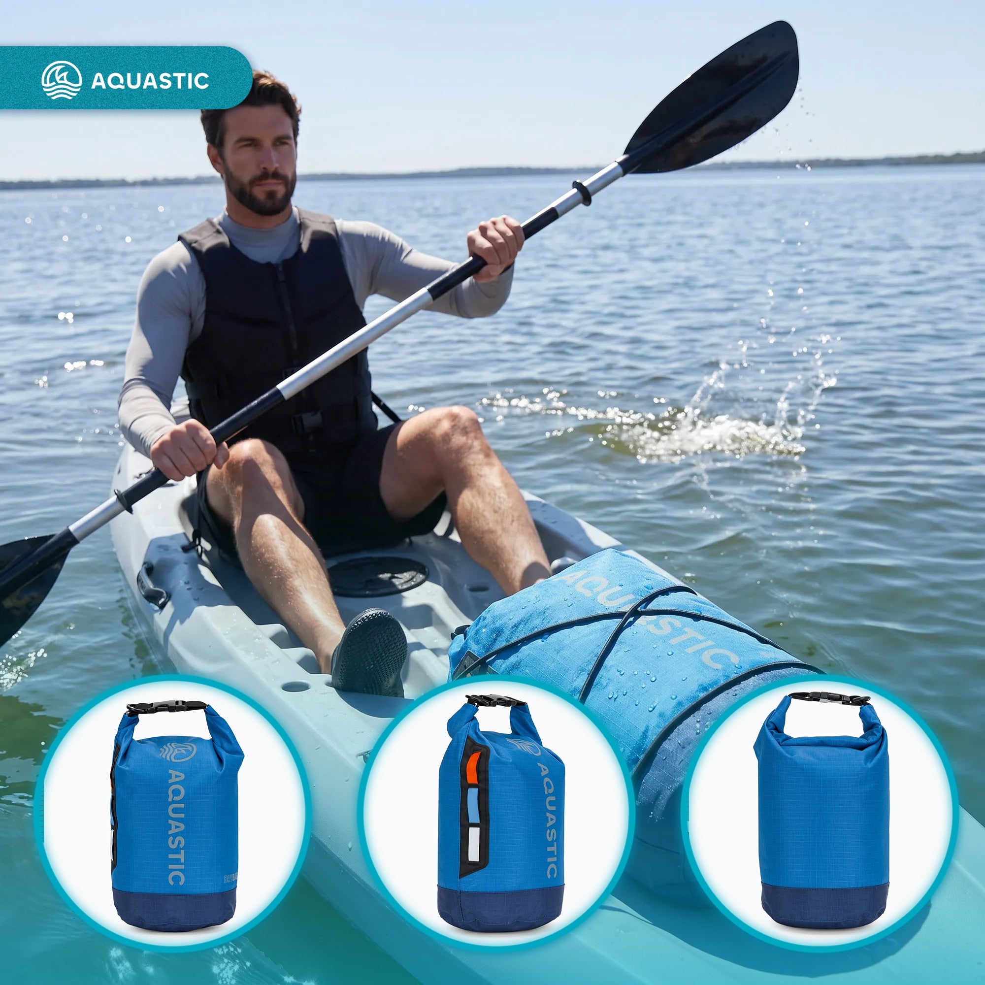 WATERPROOF SAILING BAG AQUASTIC Dry Bag 13 l TOURIST FOR SUP KAYAK Manufacturer code AQS-B5I172-BL