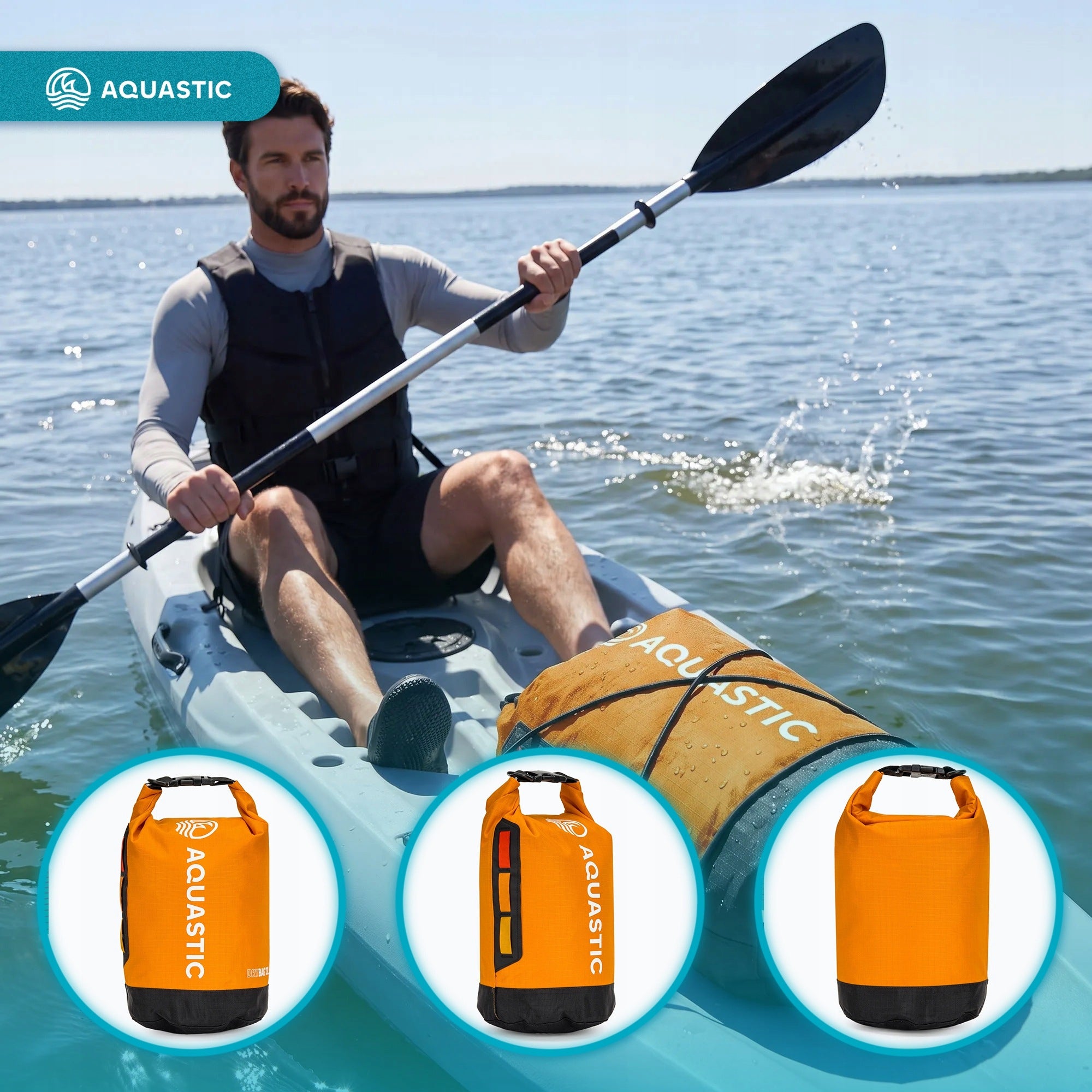 WATERPROOF SAILING BAG AQUASTIC Dry Bag 13 l TOURIST SUP KAYAK Manufacturer code AQS-B5I173-OR