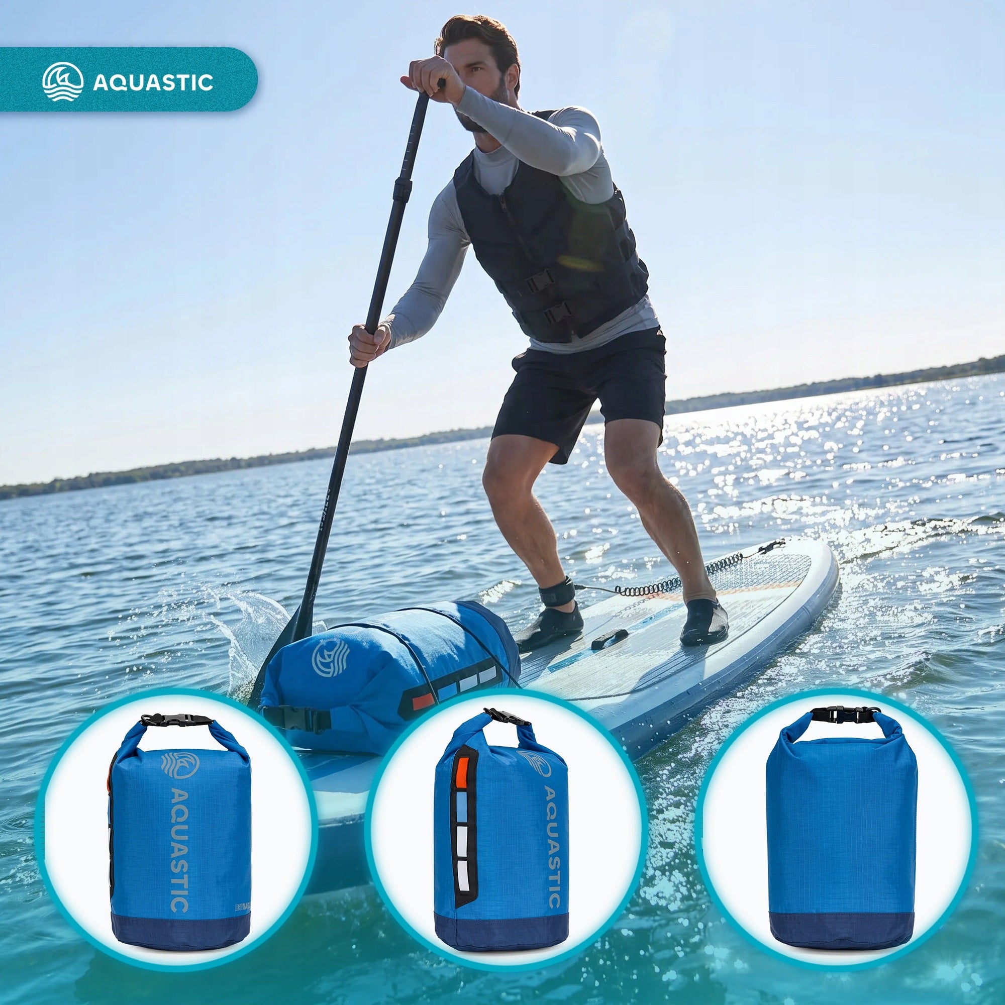 WATERPROOF SAILING BAG AQUASTIC Dry Bag 20 l TOURIST FOR SUP KAYAK Manufacturer code AQS-B5I174-BL