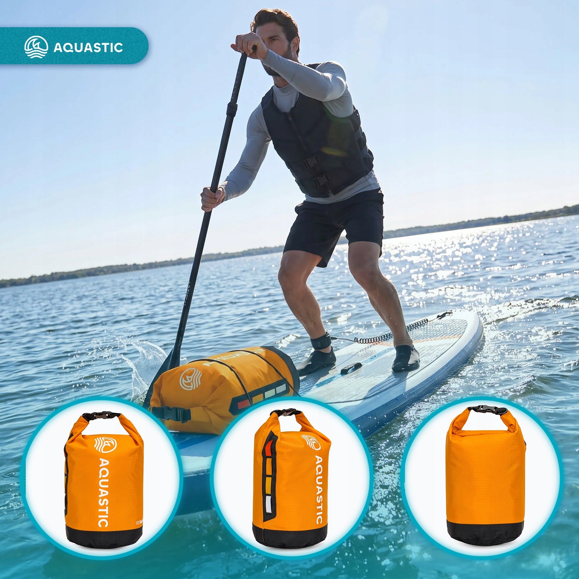 WATERPROOF SAILING BAG AQUASTIC Dry Bag 20 l TOURIST FOR SUP KAYAK Manufacturer code AQS-B5I175-OR