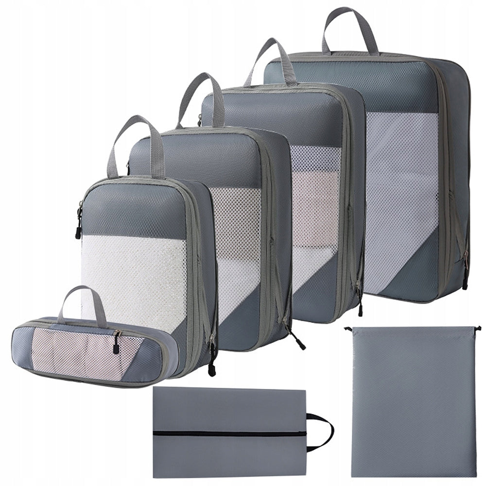 WATERPROOF SET OF 7PCS GREY COMPRESSION BAGS FOR ON-THE-GO PACKAGING
