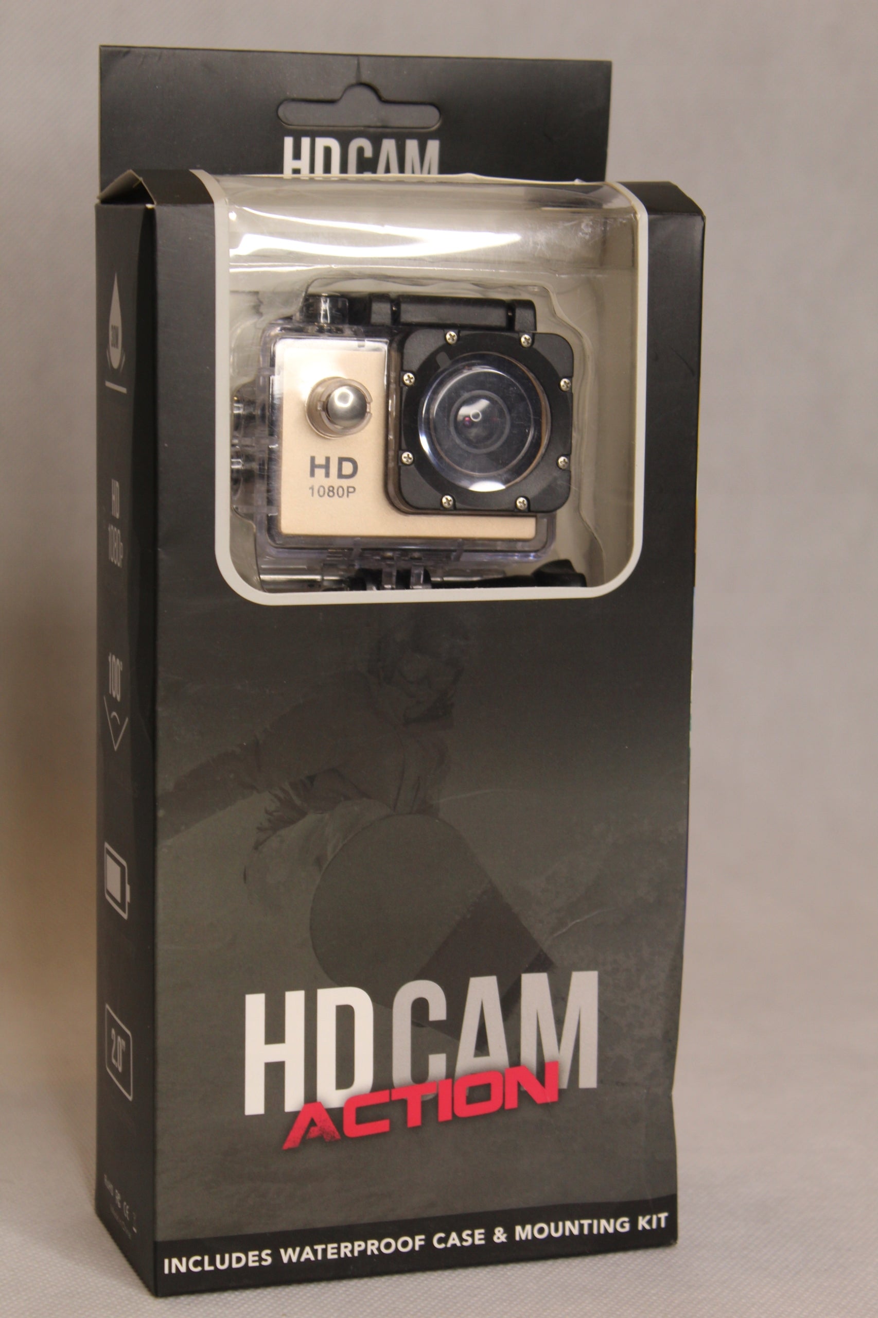WATERPROOF SPORTS CAMERA SET WITH HOUSING Color black