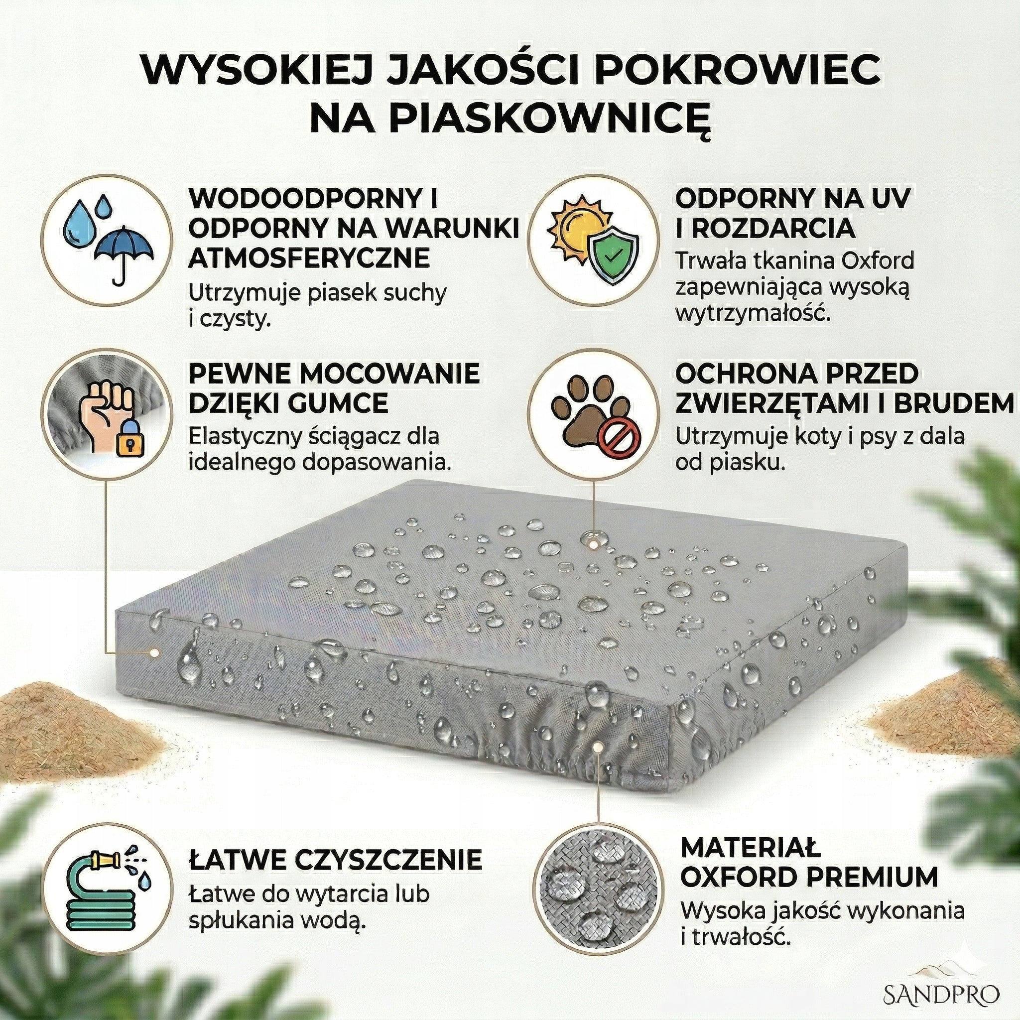 WATERPROOF Sandbox Cover with Eraser 100x100x20 cm OXFORD Tarpaulin Packaging status original