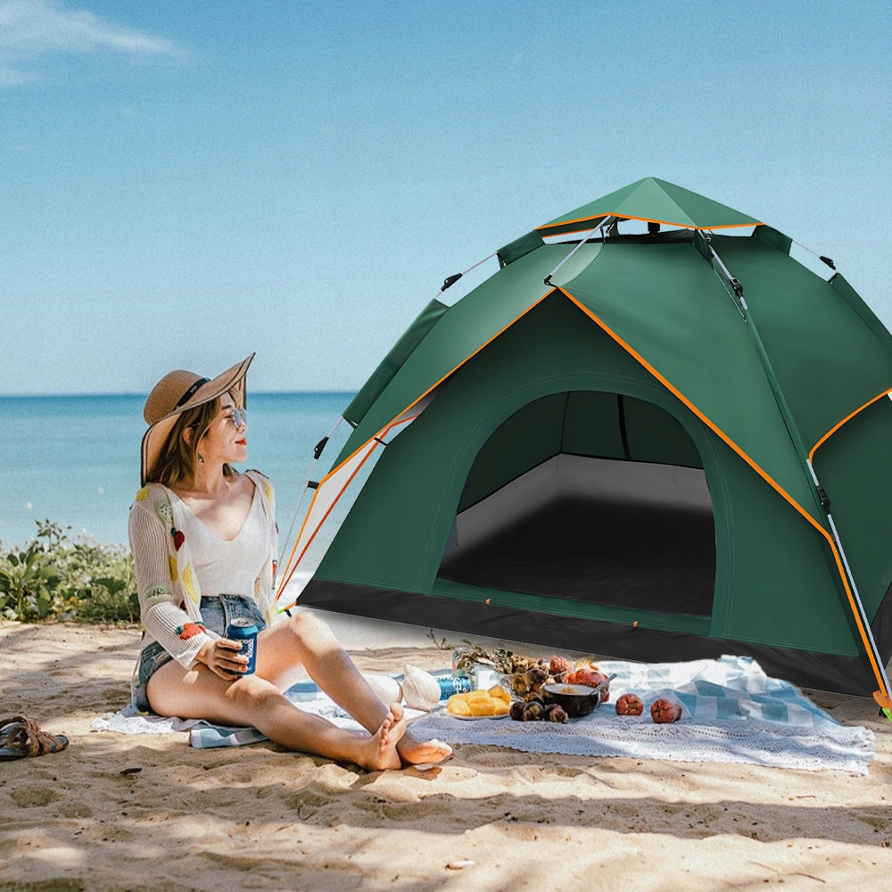 WATERPROOF TENT FOR 3-4 PEOPLE AUTOMATIC WITH UV PROTECTION AND MOSQUITO NET Brand Jack Mors