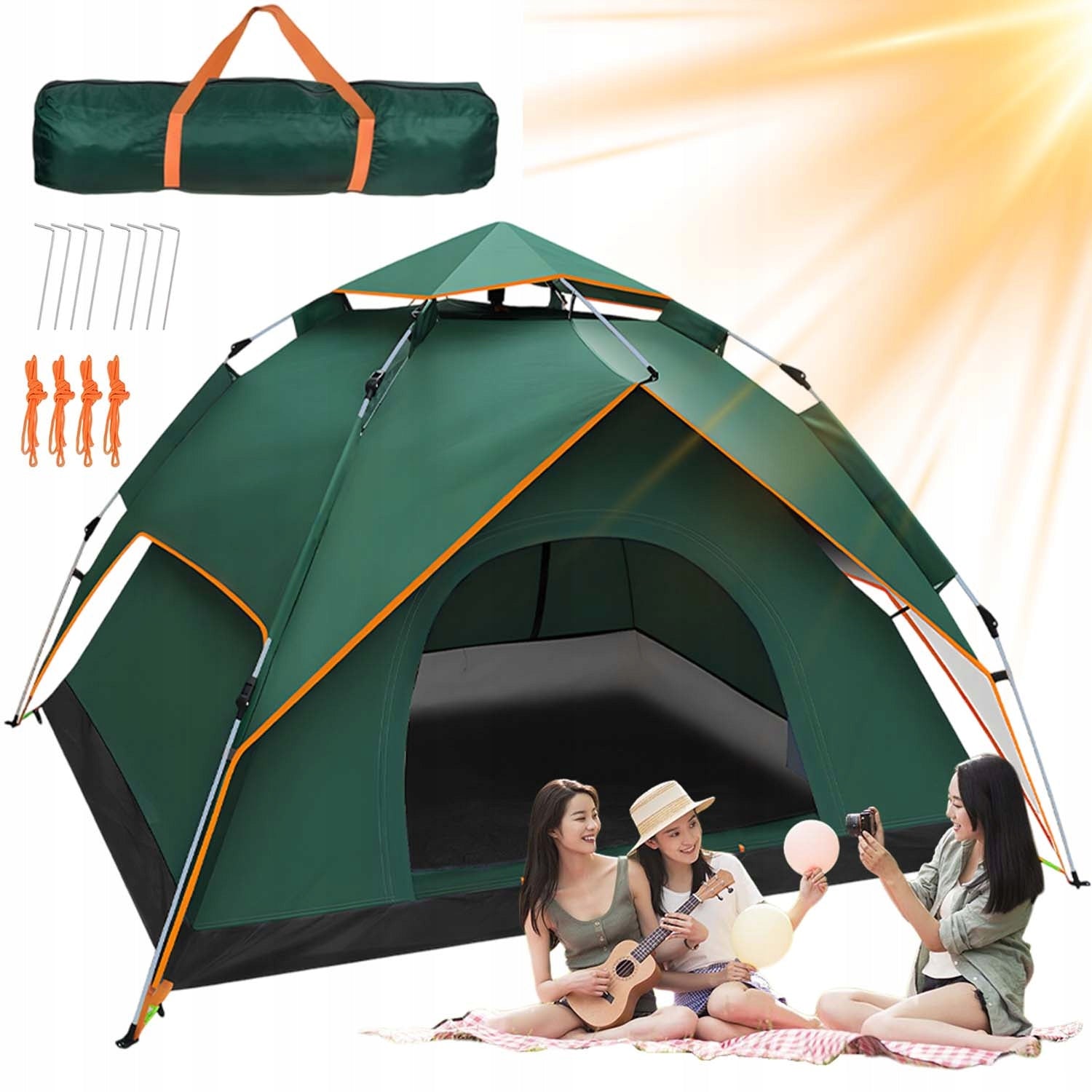 WATERPROOF TENT FOR 3-4 PEOPLE AUTOMATIC WITH UV PROTECTION AND MOSQUITO NET