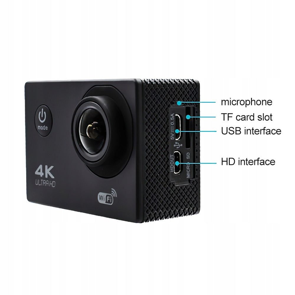 WATERPROOF WIFI SPORTS CAMERA 30M, STABILIZATION Packaging status original