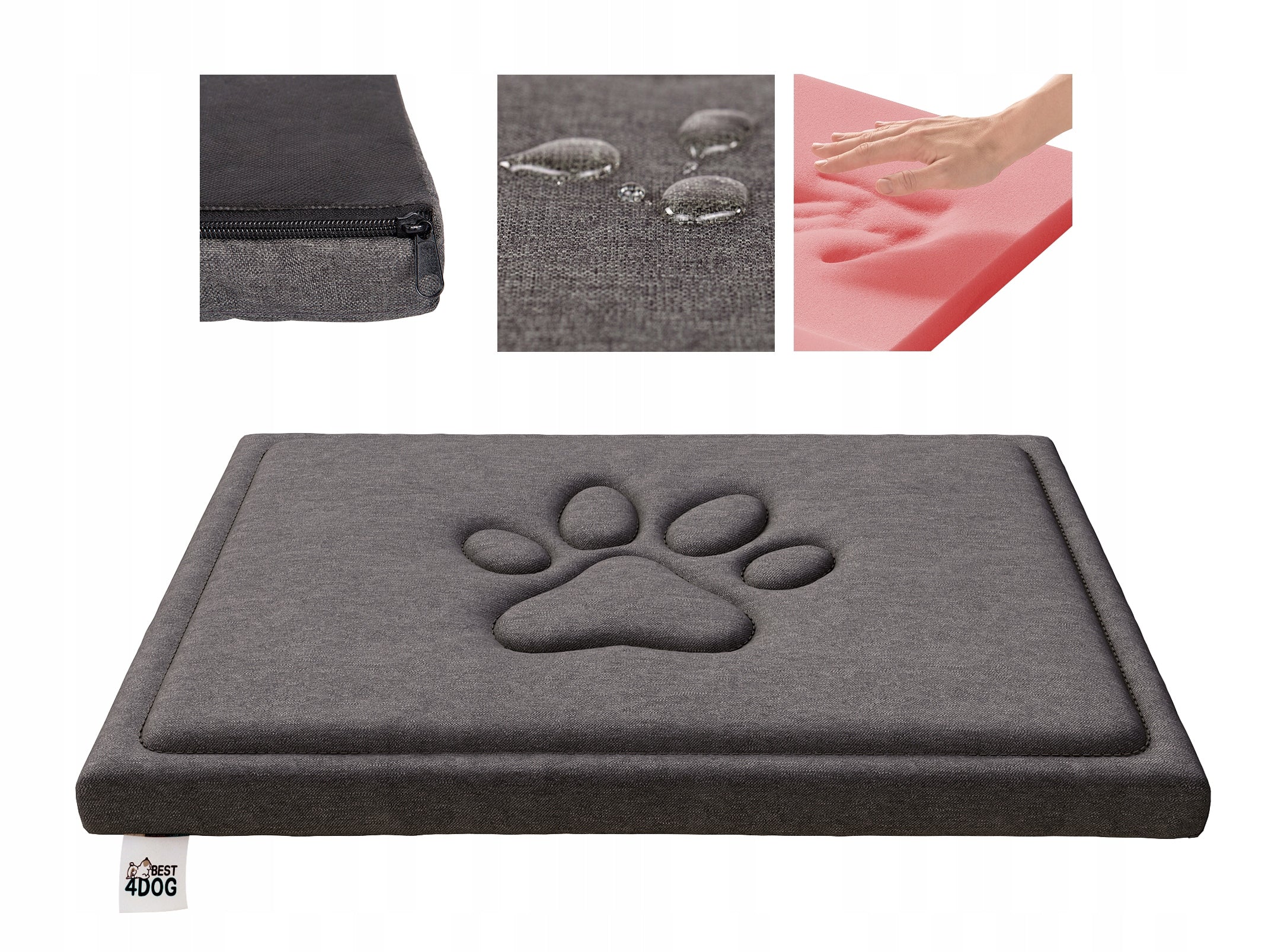 WATERPROOF orthopedic dog bed 70x60 visco mattress