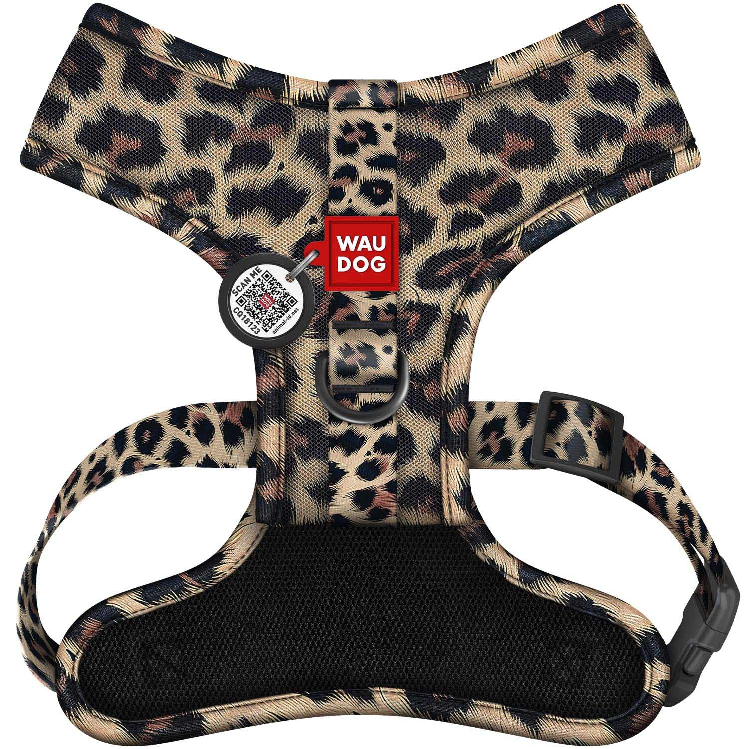 WAUDOG Mesh dog harness breathable with QR address card, "Lampart" pattern, L