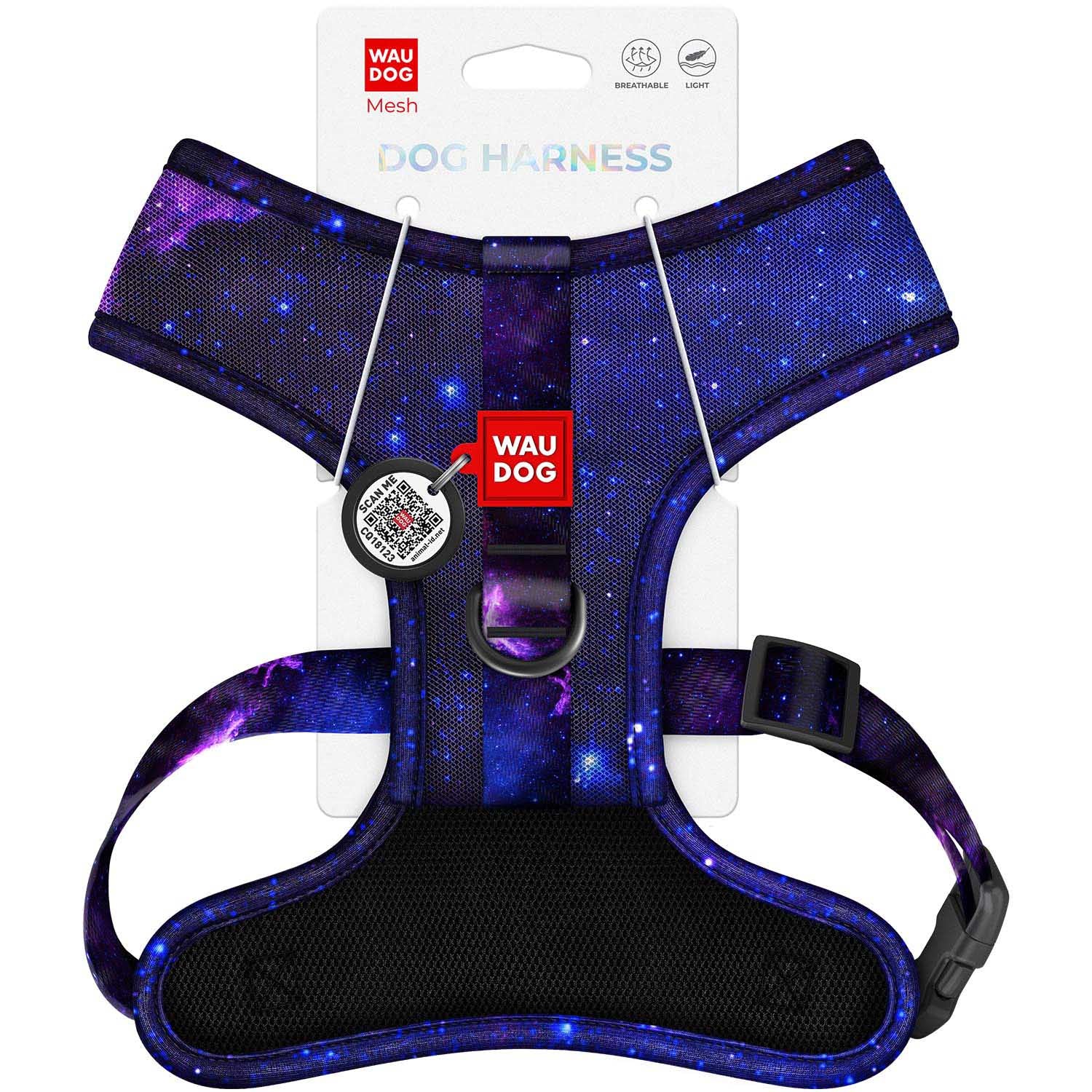 WAUDOG Mesh dog harness breathable with QR address card, pattern "NASA21", L Trade name Szelki dla psa oddychające WAUDOG