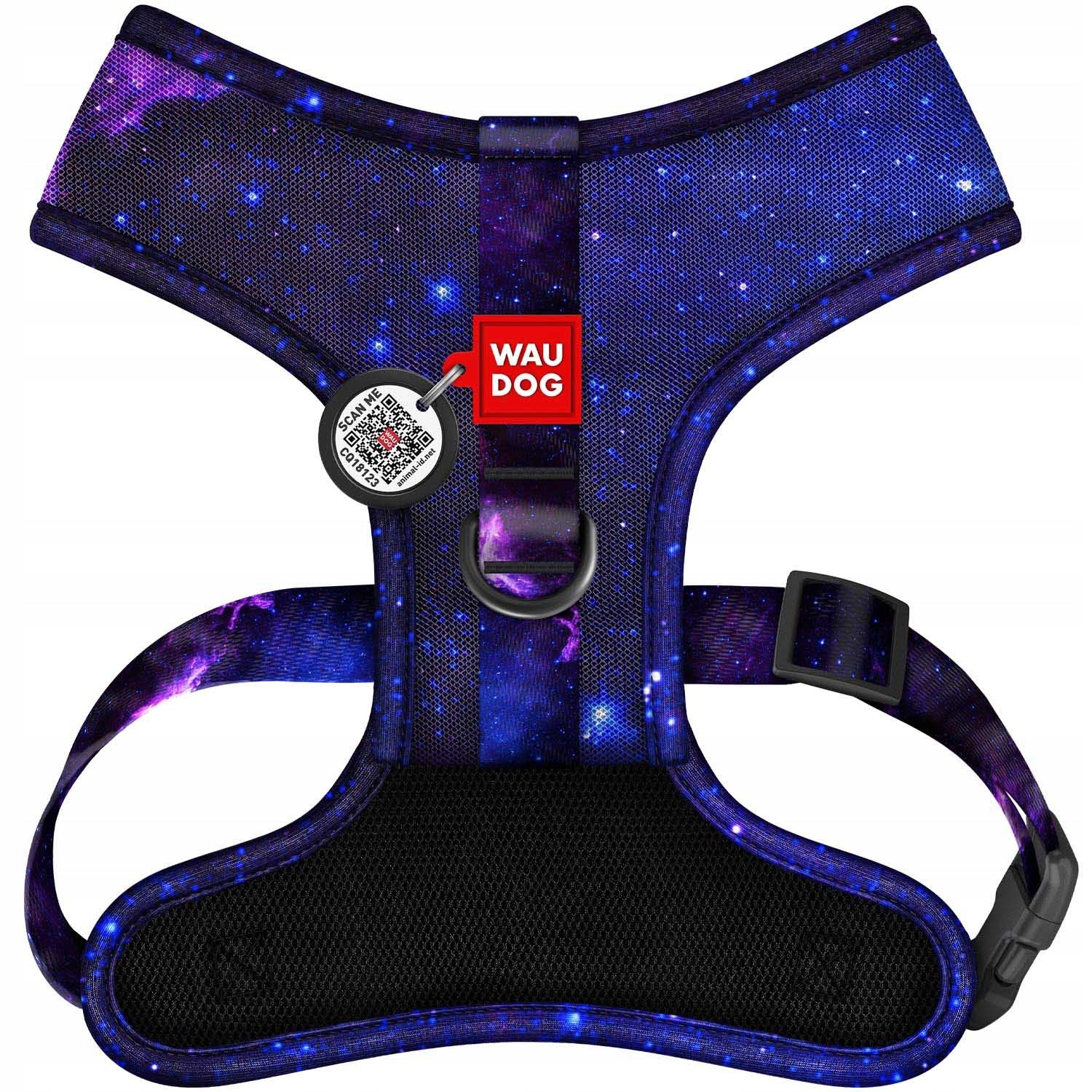 WAUDOG Mesh dog harness breathable with QR address card, pattern "NASA21", L