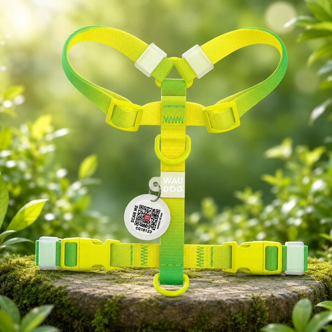 WAUDOG Nylon Recycled Dog Harness with QR, XS, Light Green Packaging status original