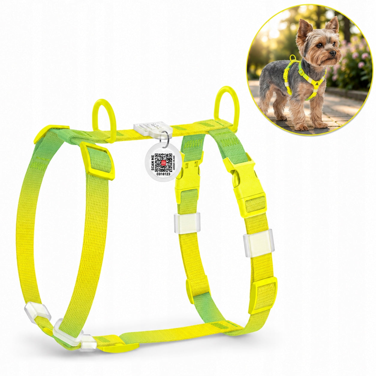 WAUDOG Nylon Recycled Dog Harness with QR, XS, Light Green