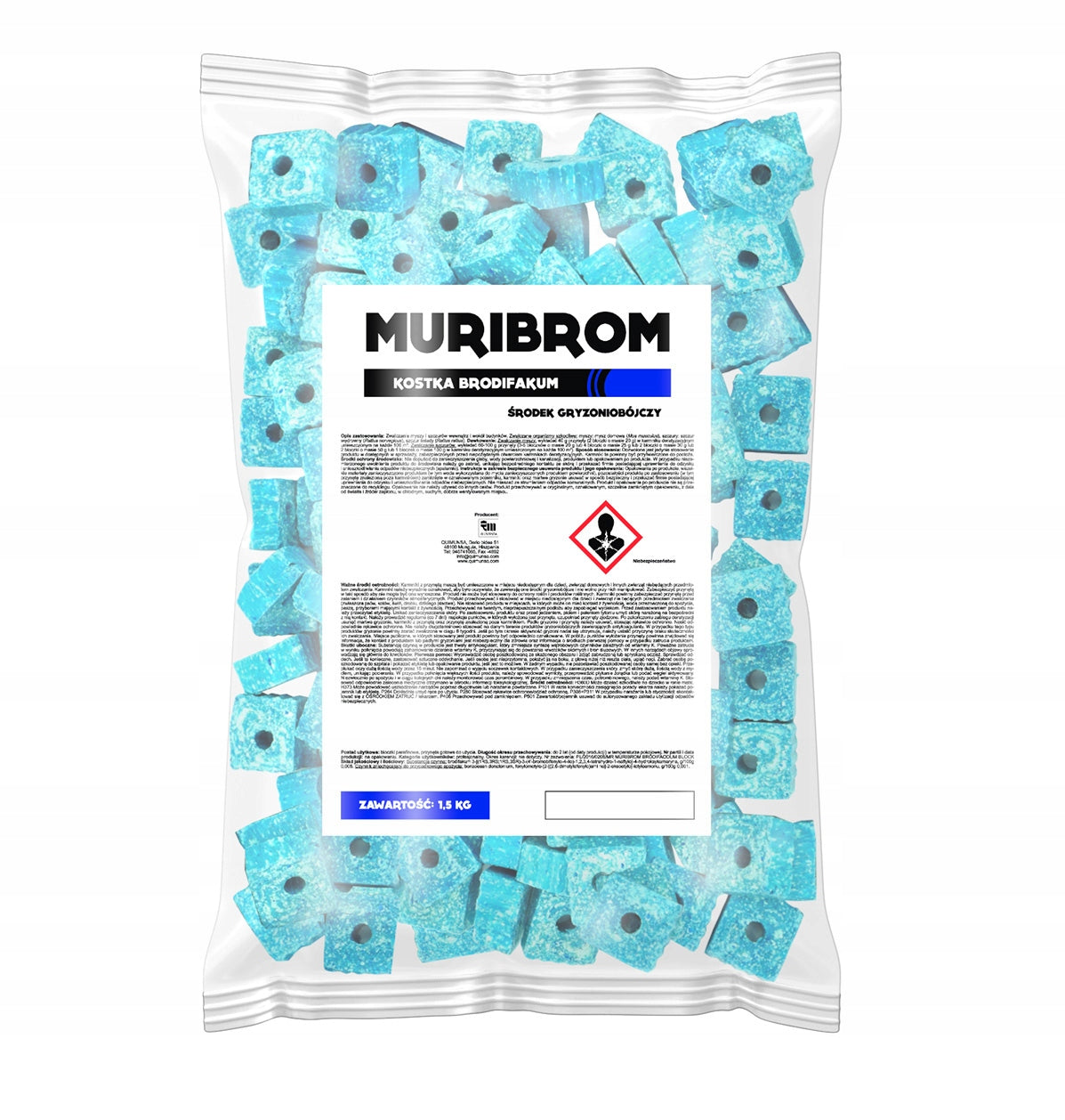 WAX CUBE STRONG POISON FOR MICE AND RATS MURIBROM BRODIFACOUM 1,5 KG Brand Muribrom