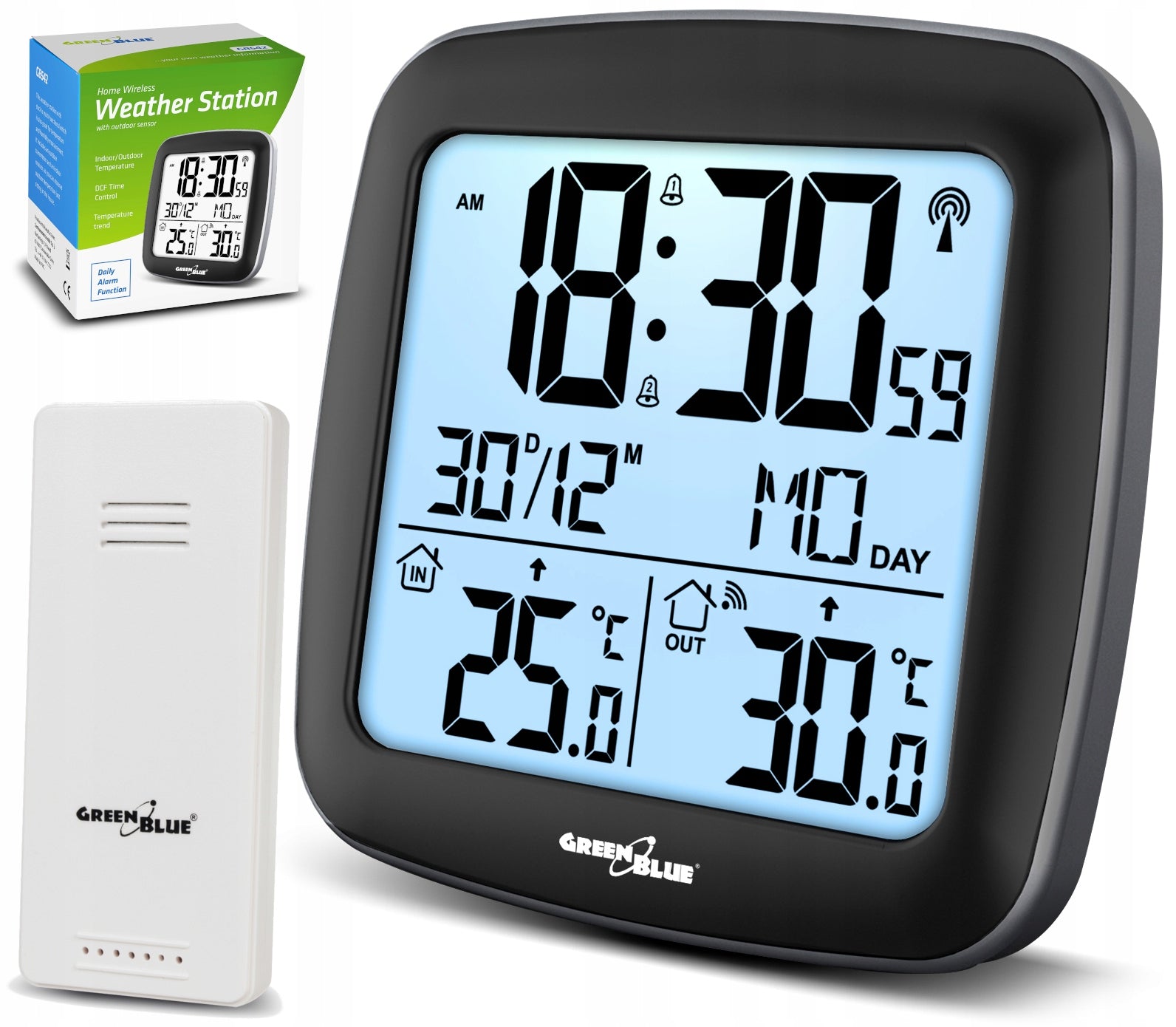 WEATHER STATION DCF WEATHER CLOCK THERMOMETER ALARM CLOCK